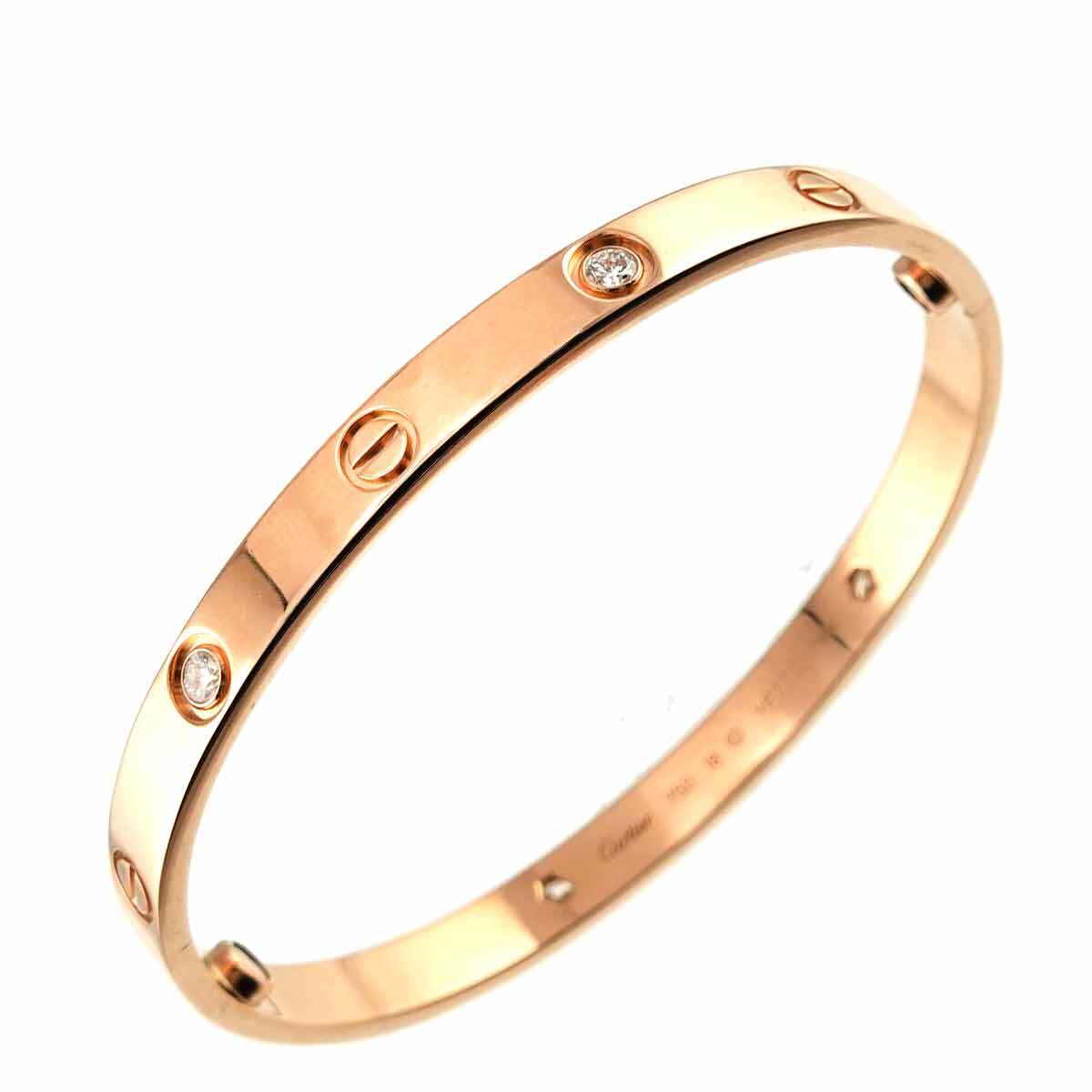Luxury Promise Japan Cartier Love Bracelet Bangle Diamond 4P 18K Pink Gold 750 Size18 90270701