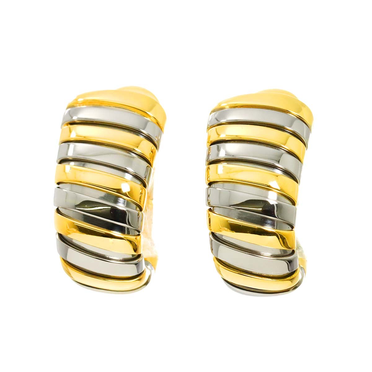 Luxury Promise Japan BVLGARI Tubogas Earring Clip-on 18K YG 750 SS 90297351