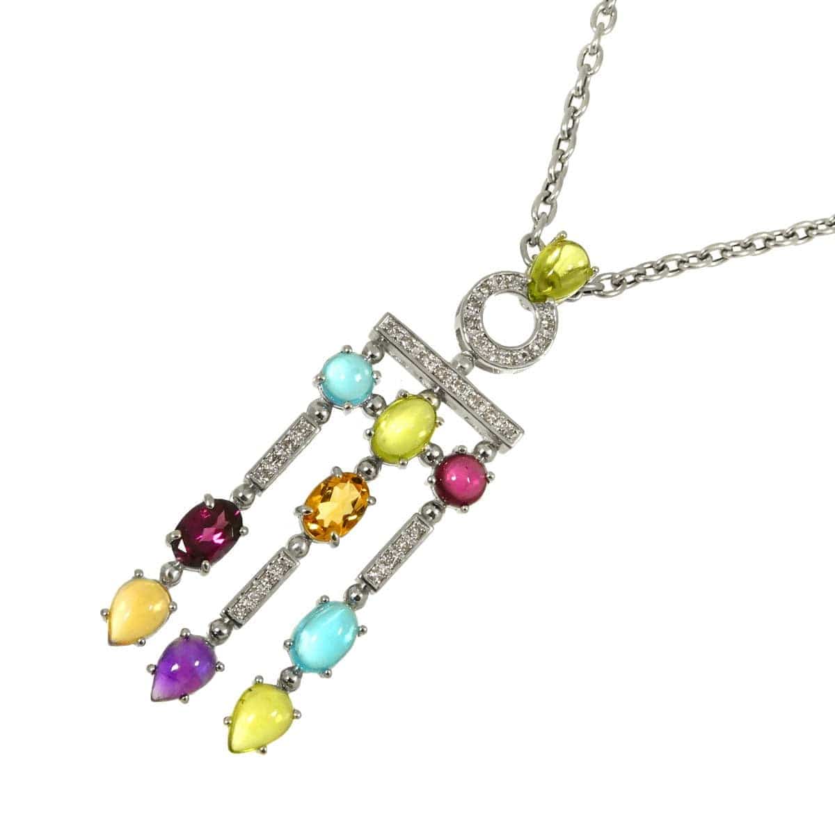 Luxury Promise Japan Diamond 0.32ct Multi Stone Necklace 18K WG White Gold 750 90295586