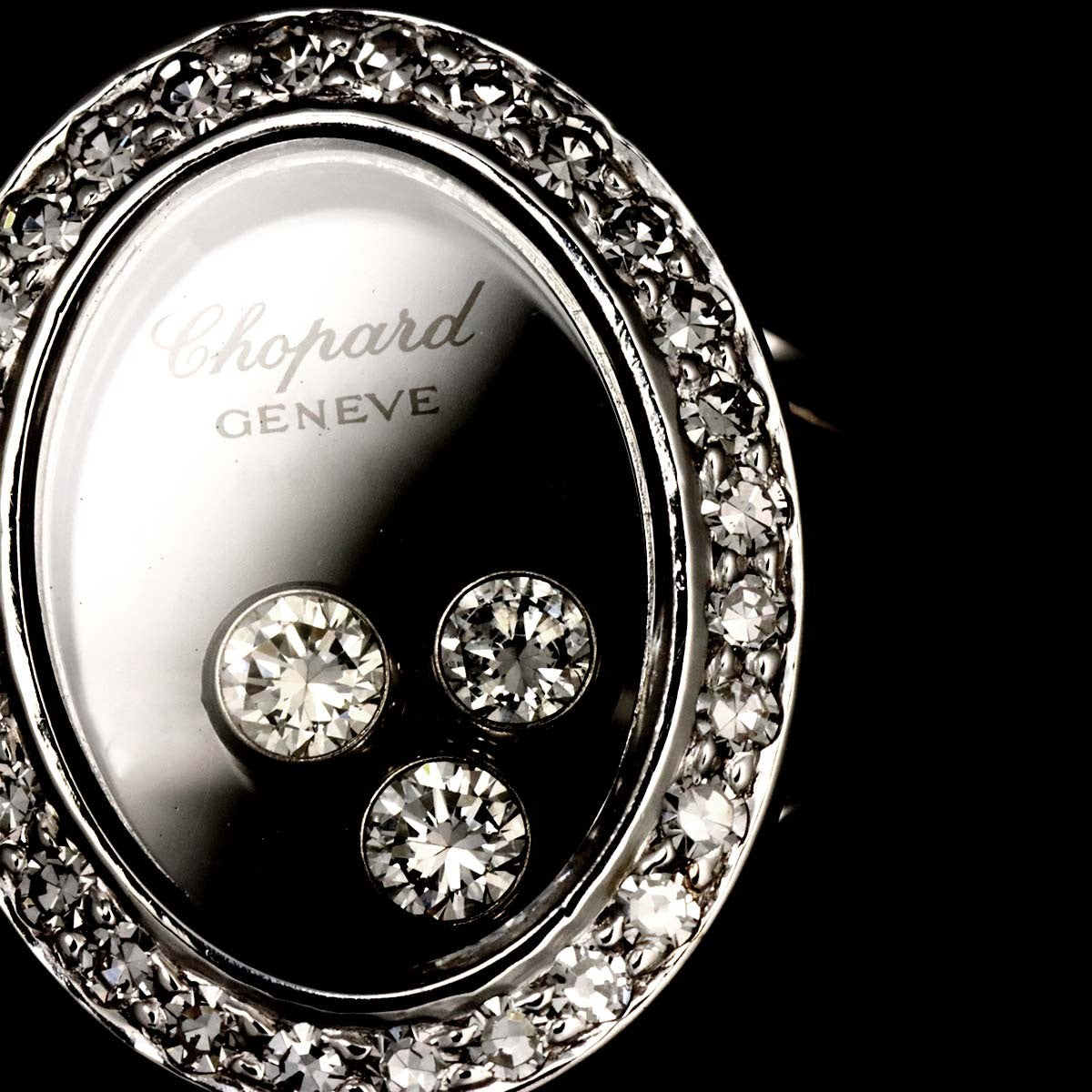 Luxury Promise Japan Chopard Happy Diamond Ring 18K White Gold 750 Size6.25-6.5(US) 90292466