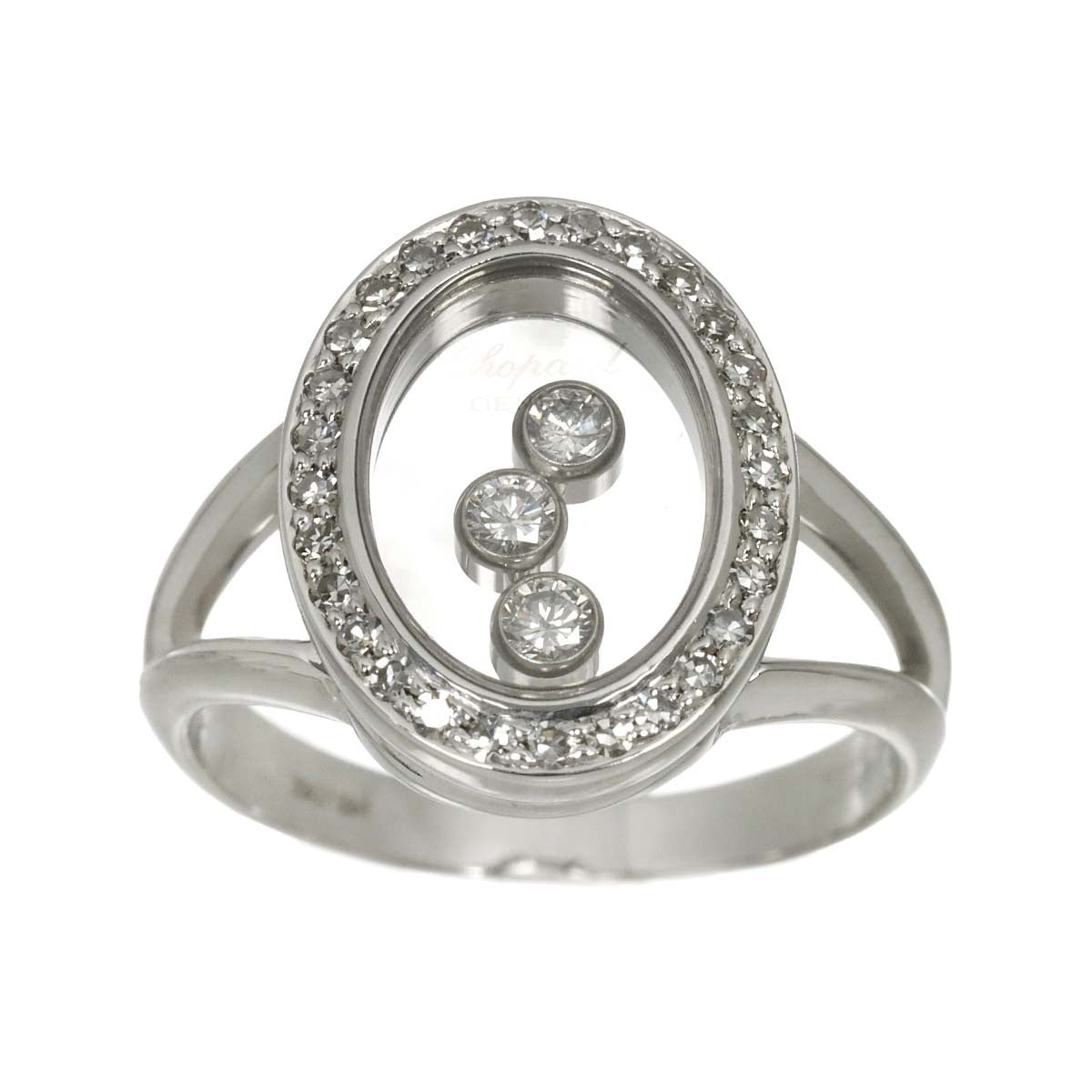 Luxury Promise Japan Chopard Happy Diamond Ring 18K White Gold 750 Size6.25-6.5(US) 90292466