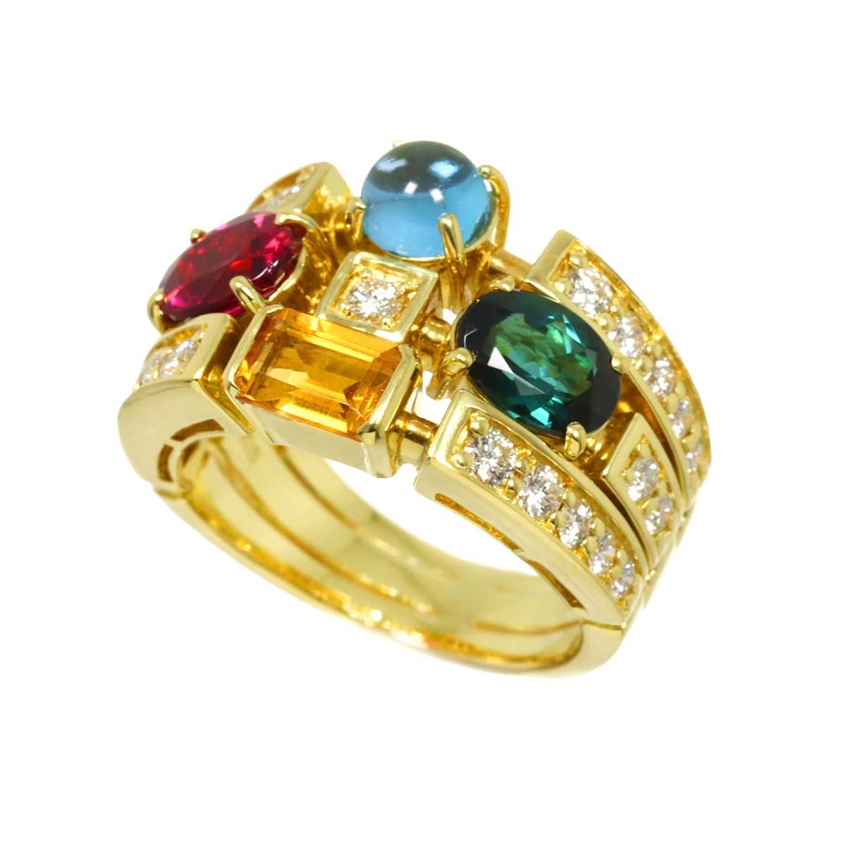 Luxury Promise Japan Multi Stone 3.15ct Diamond 0.78ct Ring 18K YG 750 Size6-6.25(US) 90297775