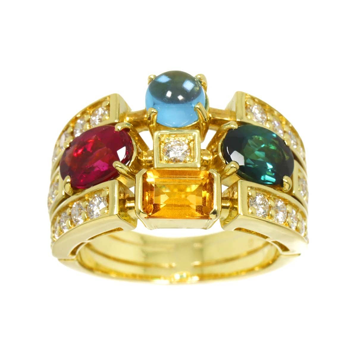 Luxury Promise Japan Multi Stone 3.15ct Diamond 0.78ct Ring 18K YG 750 Size6-6.25(US) 90297775