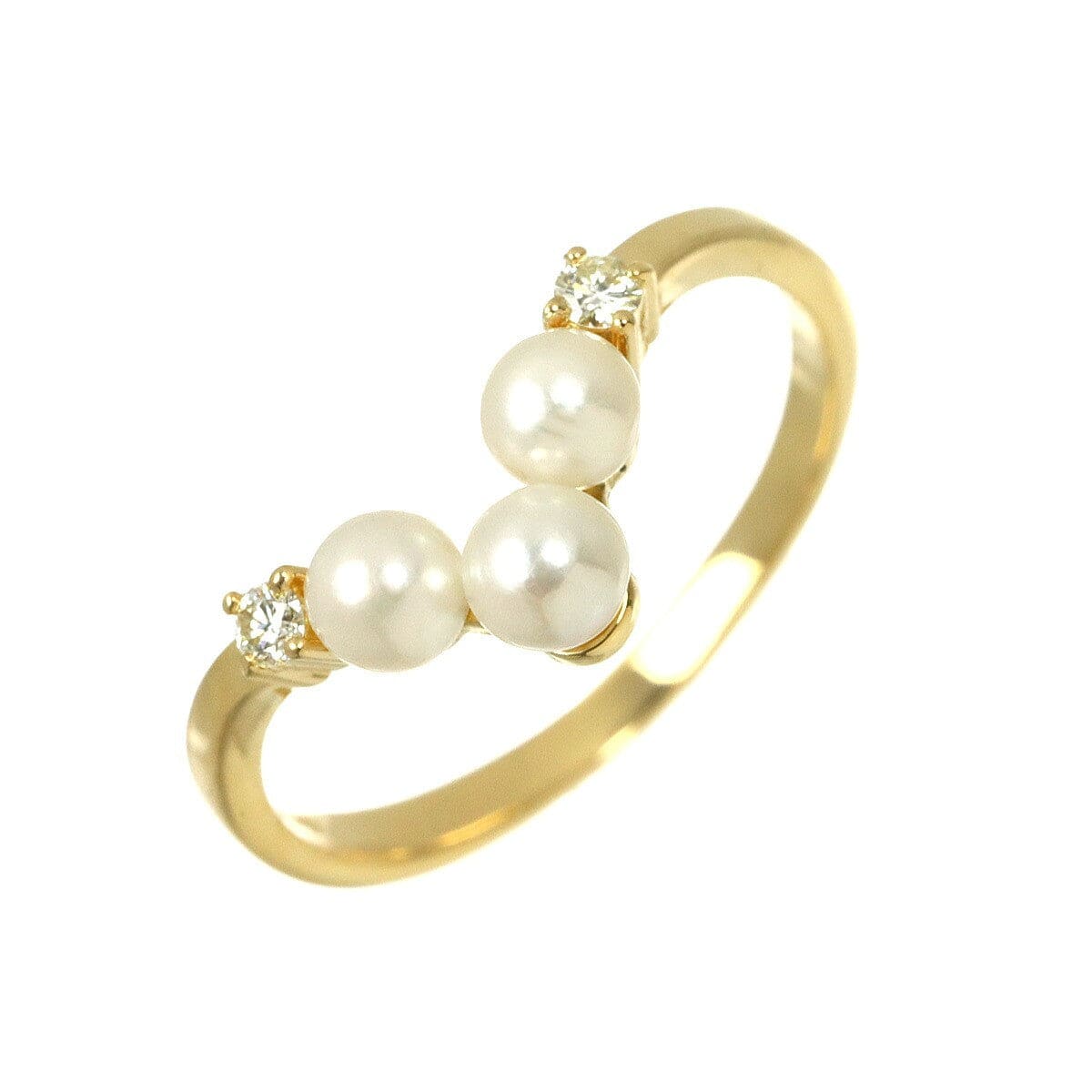 Luxury Promise Japan TASAKI Akoya Pearl Diamond 0.04ct Ring 18K YG Size5.5-5.75(US) 90328563