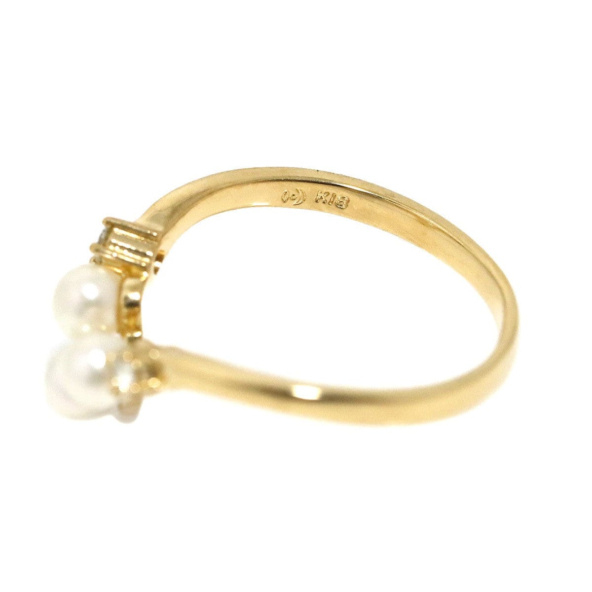 Luxury Promise Japan TASAKI Akoya Pearl Diamond 0.04ct Ring 18K YG Size5.5-5.75(US) 90328563
