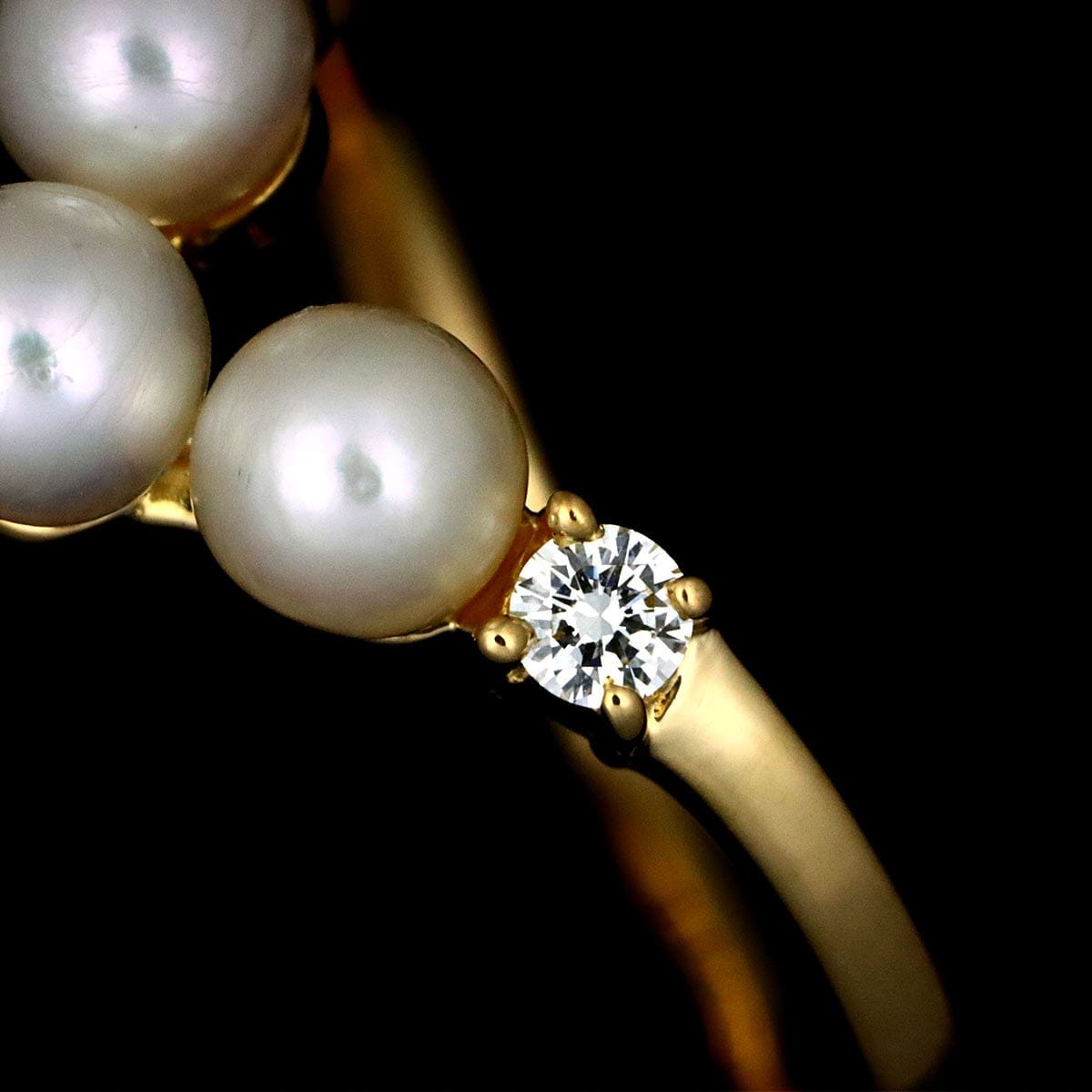 Luxury Promise Japan TASAKI Akoya Pearl Diamond 0.04ct Ring 18K YG Size5.5-5.75(US) 90328563