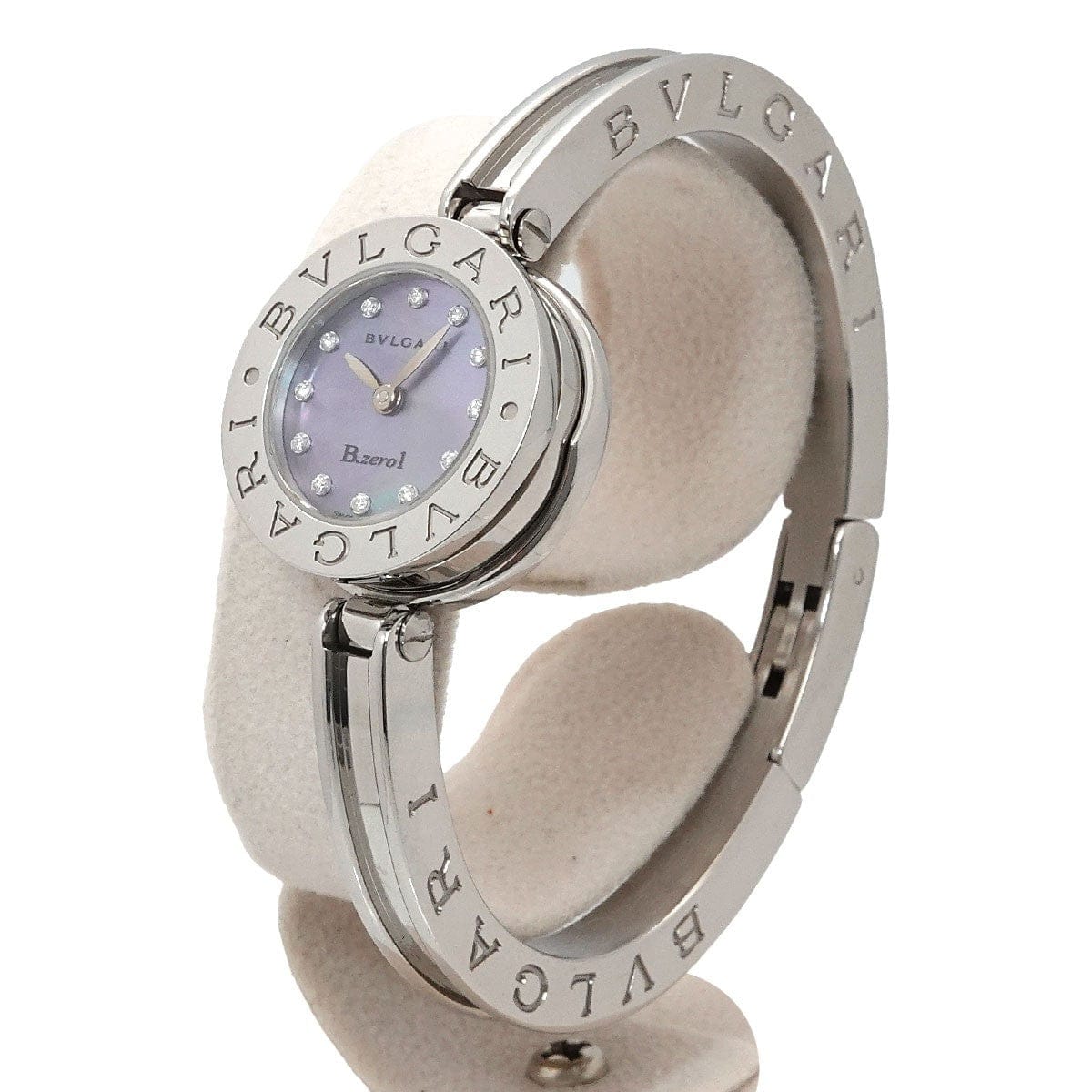 Luxury Promise Japan BVLGARI B-zero1 BZ23S 12P Diamond Quartz Blue shell Dial Ladies Watch 90332640
