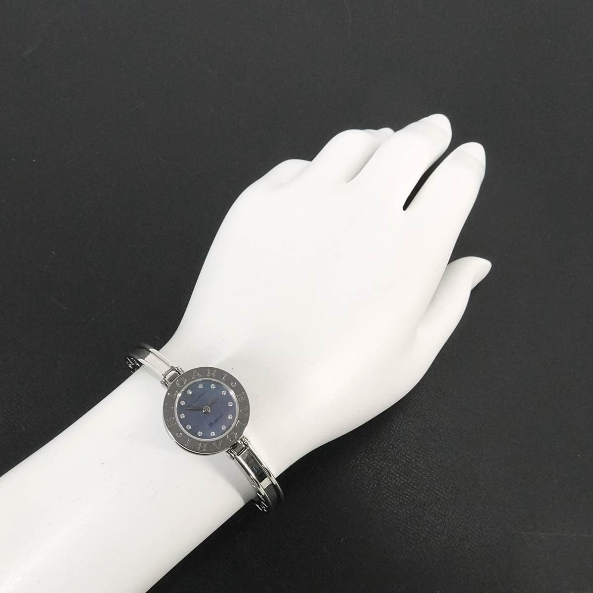 Luxury Promise Japan BVLGARI B-zero1 BZ23S 12P Diamond Quartz Blue shell Dial Ladies Watch 90332640