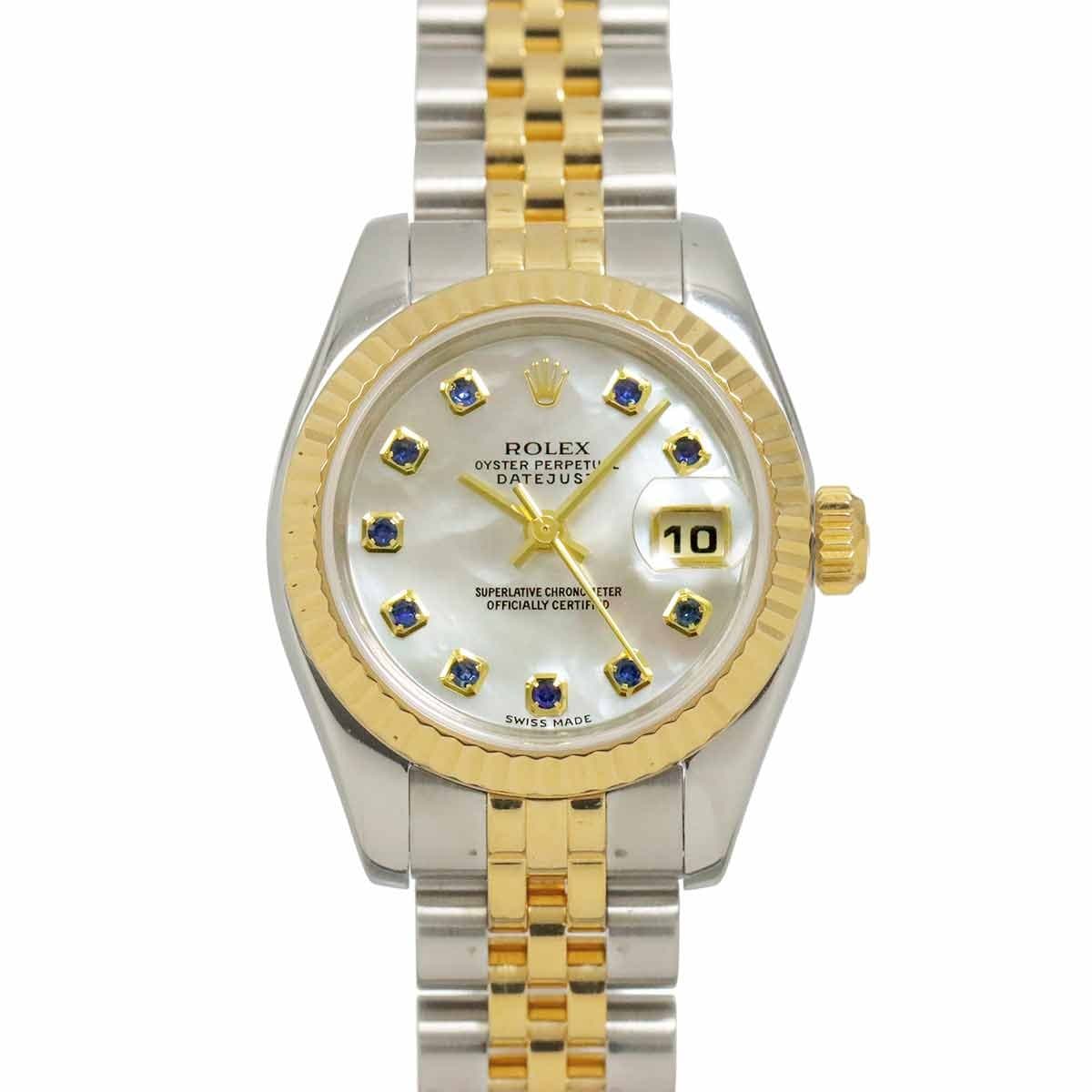 Luxury Promise Japan ROLEX Datejust 179173NGS Serial F 750 YG 10P Sapphire White shell 90293069