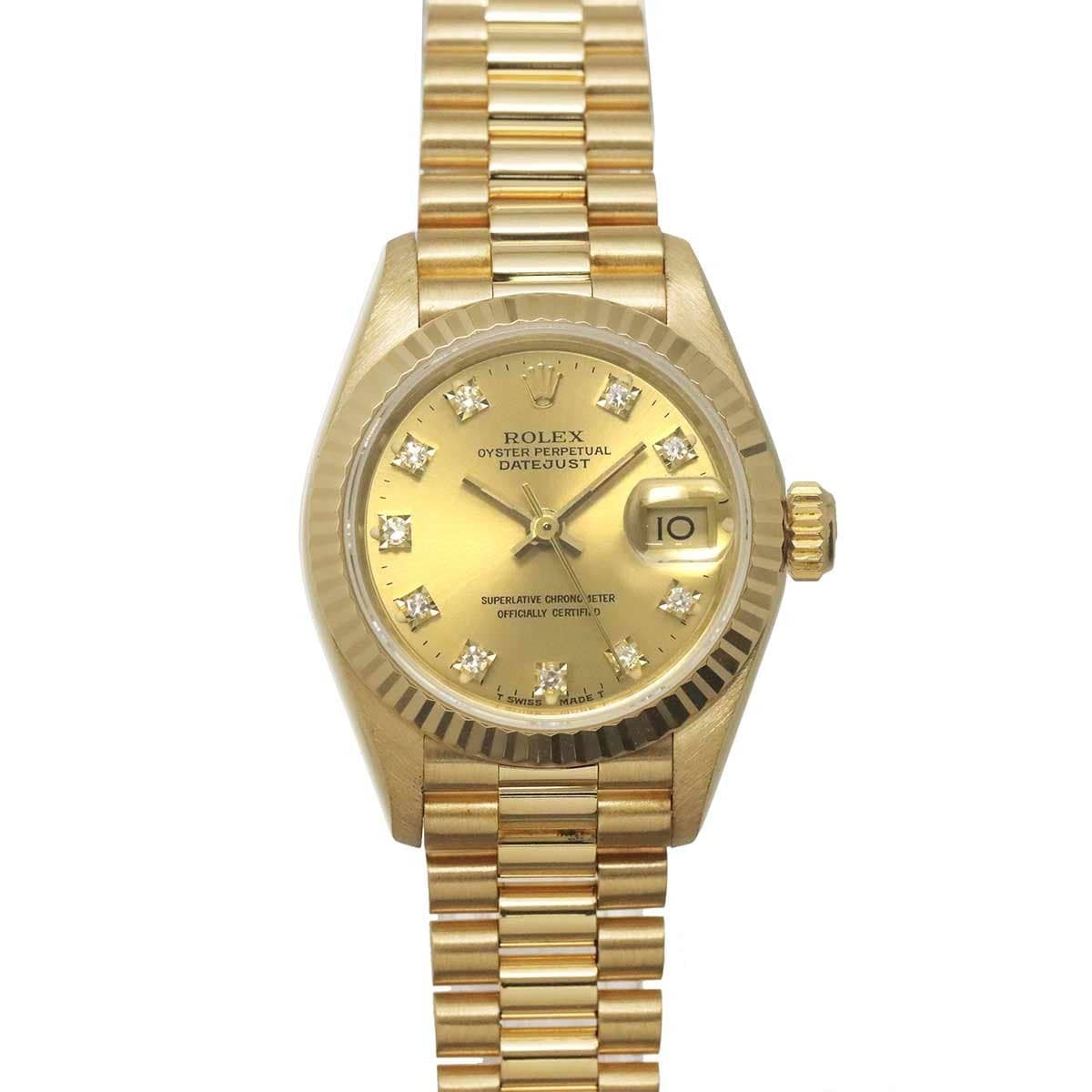 Luxury Promise Japan ROLEX Datejust 69178G Serial R 750 YG 10P Diamond Gold Dial Ladies 90324702