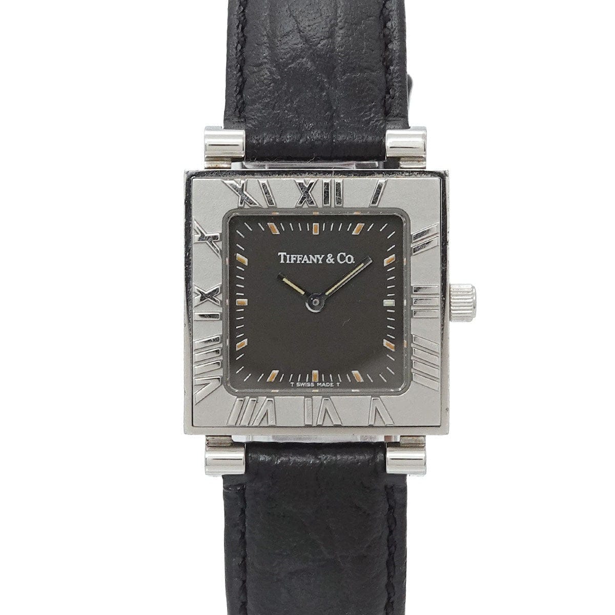 Luxury Promise Japan Tiffany&Co. Atlas Square 13579989 Quartz Black Dial Vintage Ladies 90333402