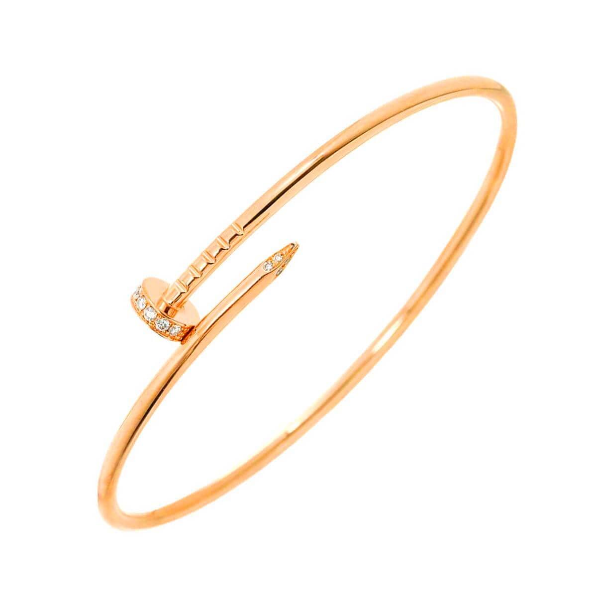 Luxury Promise Japan Cartier Juste Un Clou Diamond Bracelet SM 18K PG 750 size18 90271408