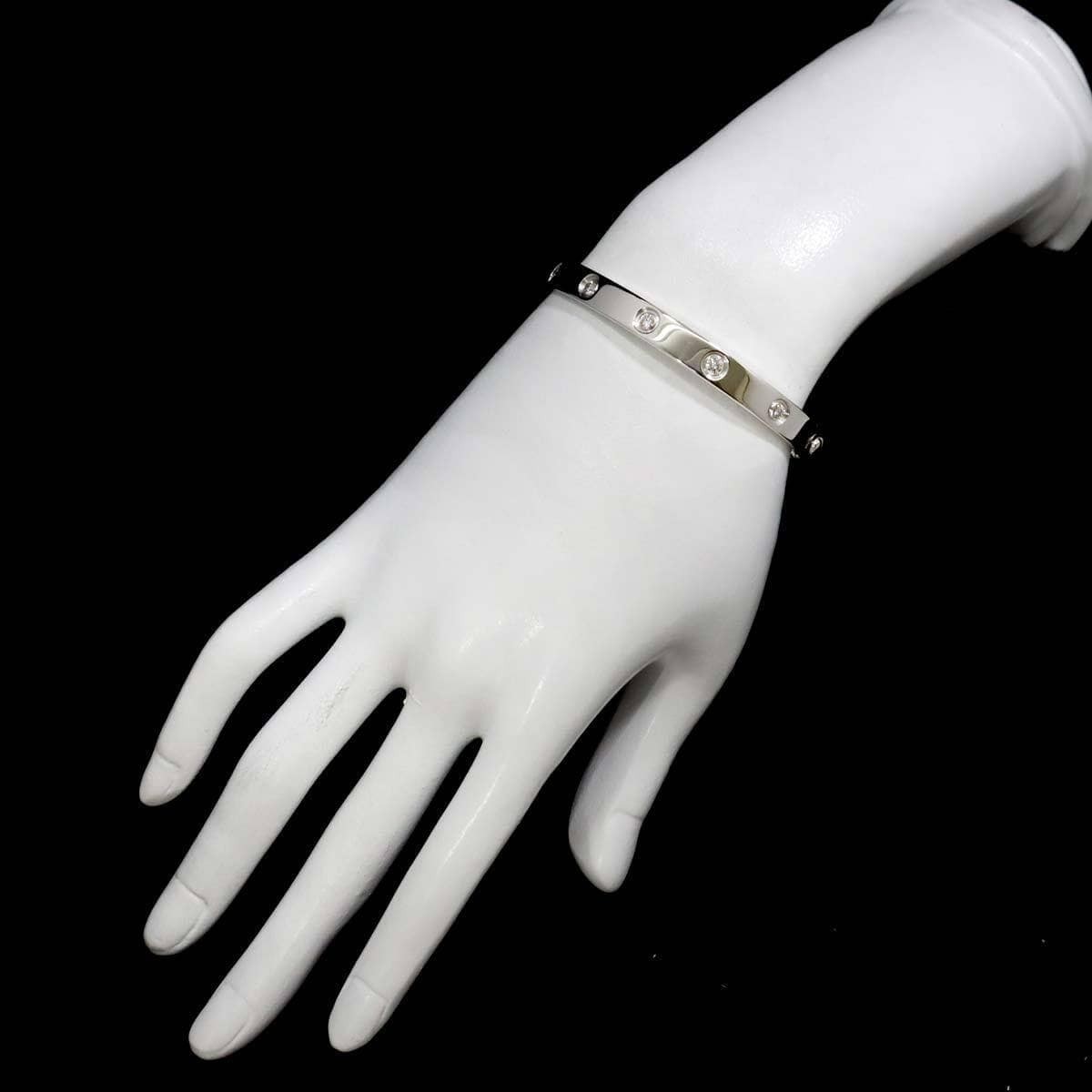 Luxury Promise Japan Cartier Love Bracelet Full Diamond Bangle 18K WG 750 Size16 90252210