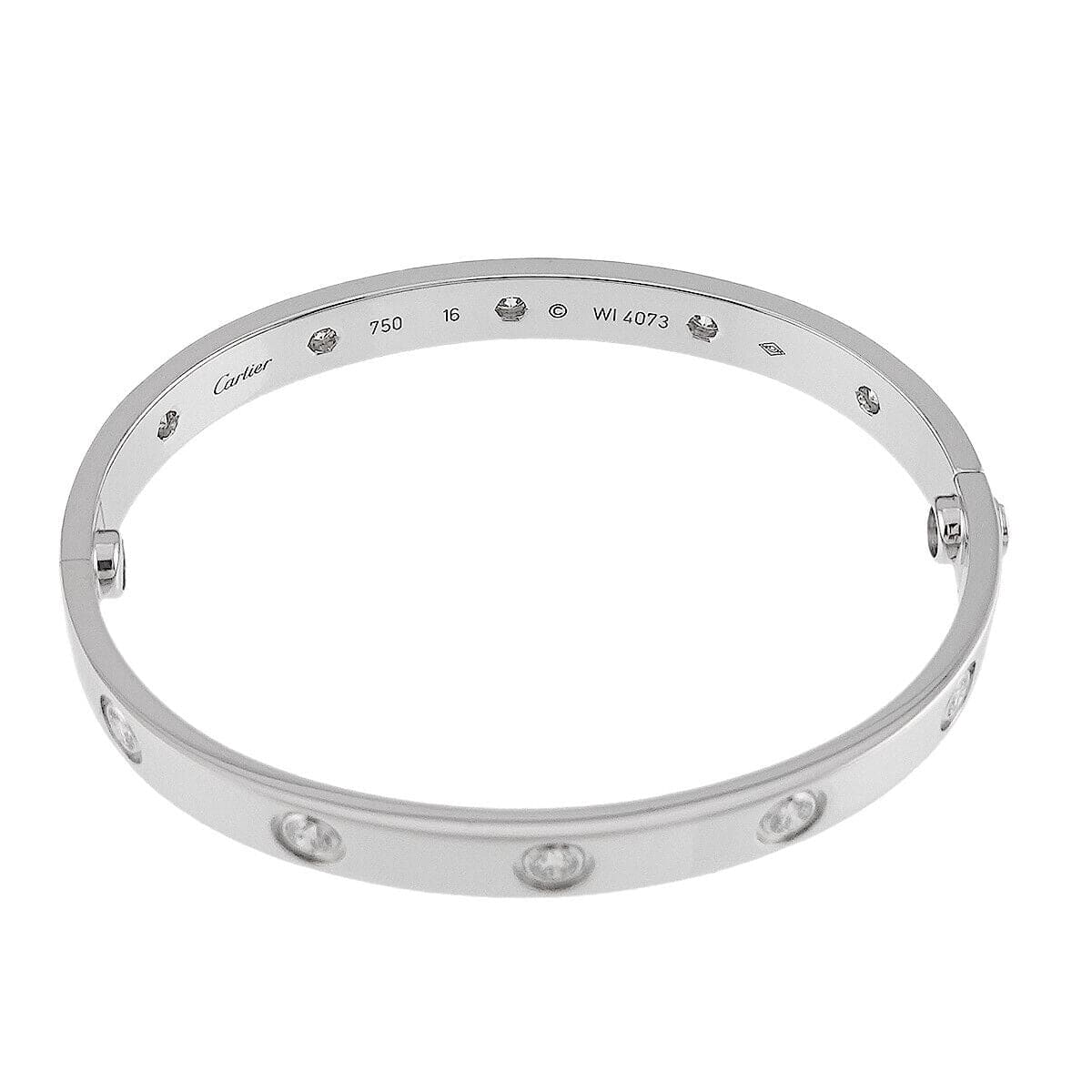 Luxury Promise Japan Cartier Love Bracelet Full Diamond Bangle 18K WG 750 Size16 90252210