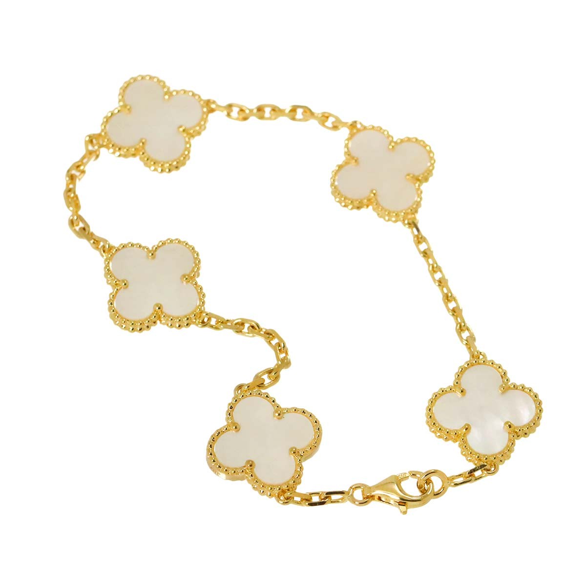 Luxury Promise Japan Van Cleef Arpels Vintage Alhambra Mother of Pearl Bracelet 18K YG 750 90286998