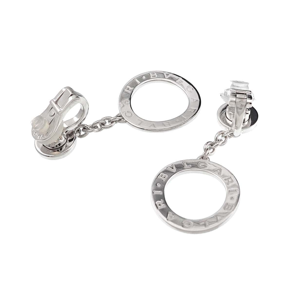 Luxury Promise Japan BVLGARI Double Logo Diamond Earrings Clip on 18K WG 750 90278592