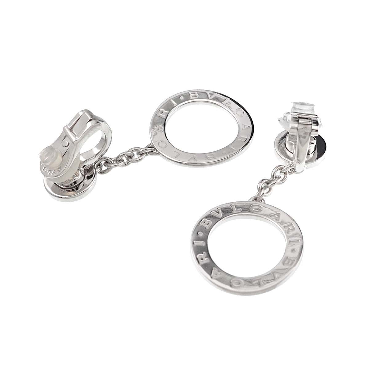 Luxury Promise Japan BVLGARI Double Logo Diamond Earrings Clip on 18K WG 750 90278592
