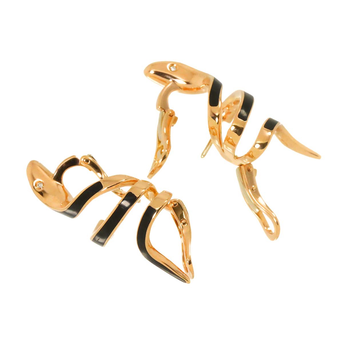 Luxury Promise Japan DAMIANI Eden Ceramic Diamond Earrings Pierced 18K K18 PG 750 90287048