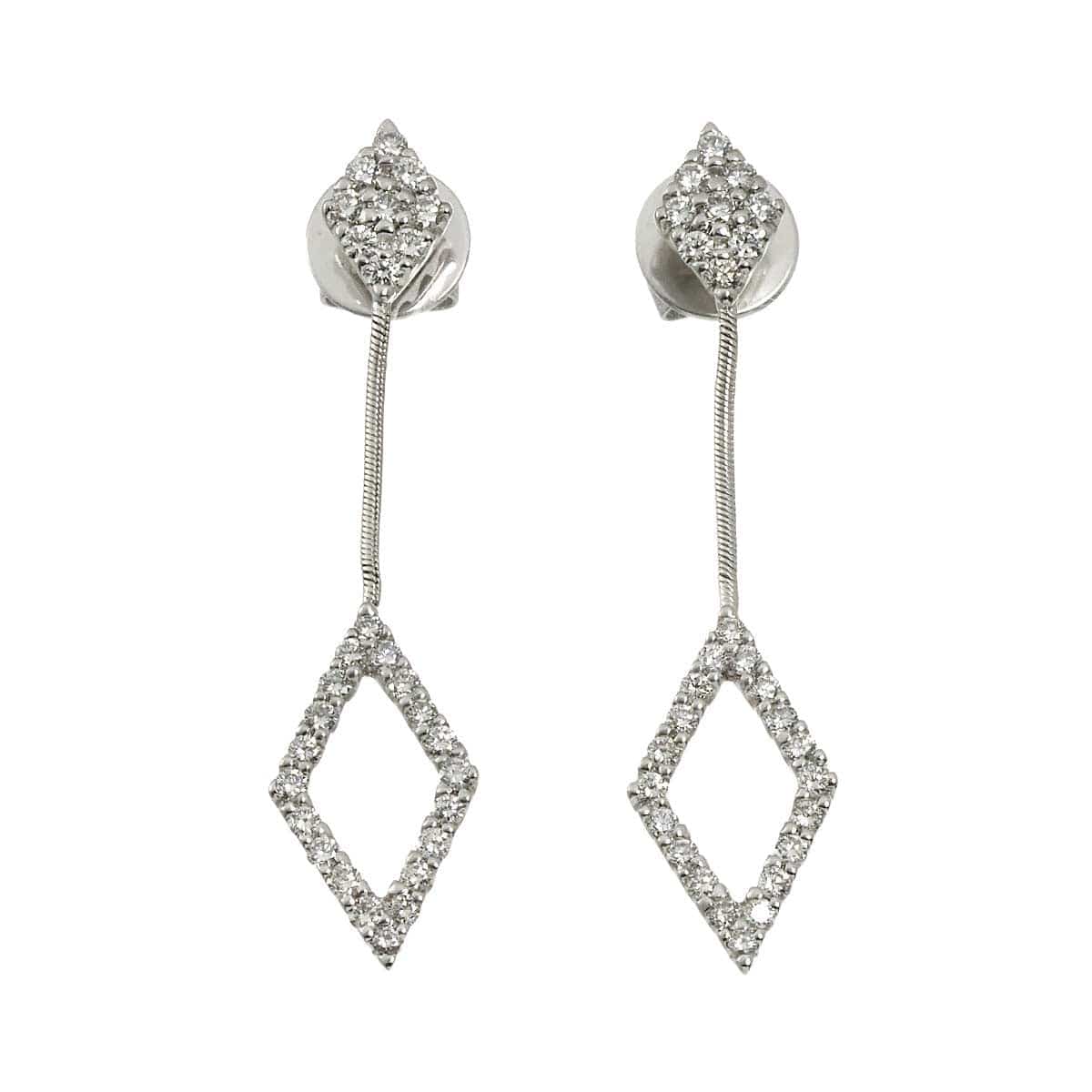Luxury Promise Japan Ponte Vecchio Diamond Earrings Pierced 18K WG 750 90305480