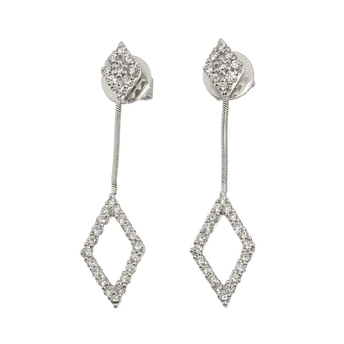 Luxury Promise Japan Ponte Vecchio Diamond Earrings Pierced 18K WG 750 90305480