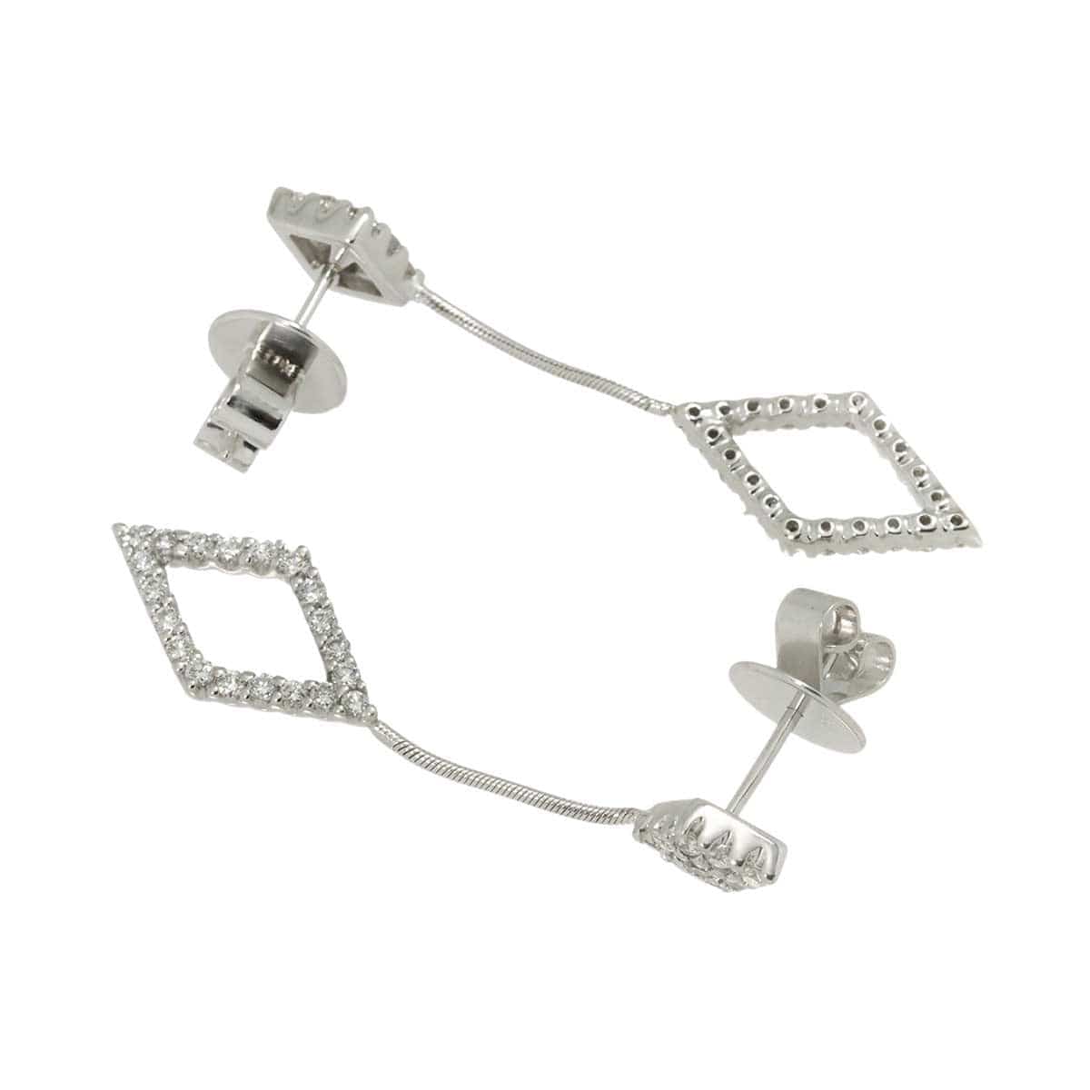 Luxury Promise Japan Ponte Vecchio Diamond Earrings Pierced 18K WG 750 90305480