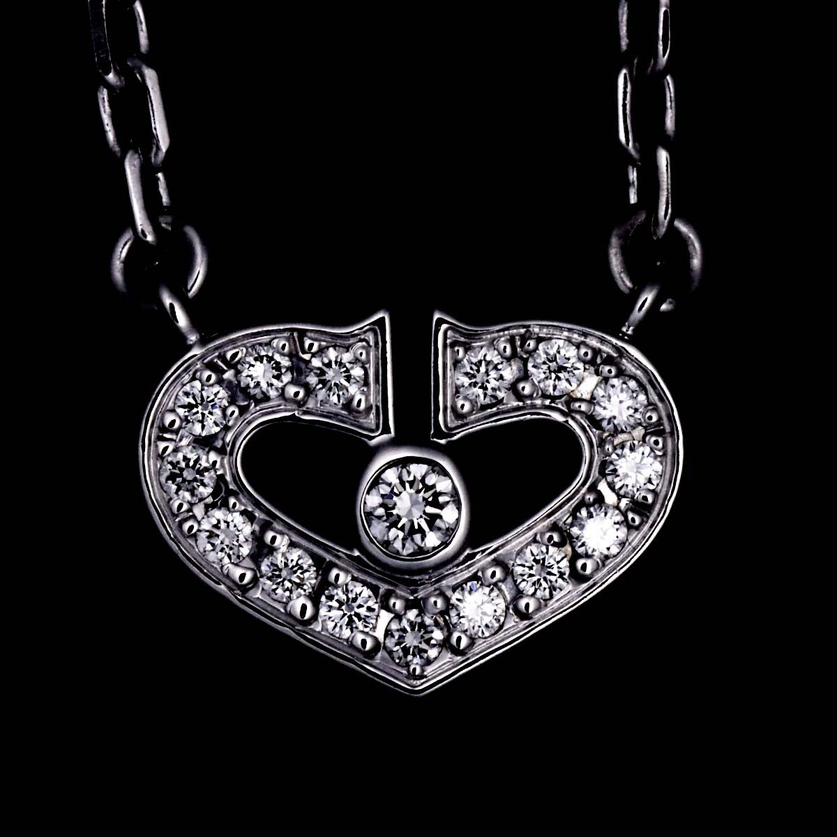Luxury Promise Japan Cartier Heart Diamond Necklace 18K White Gold 750 90285781