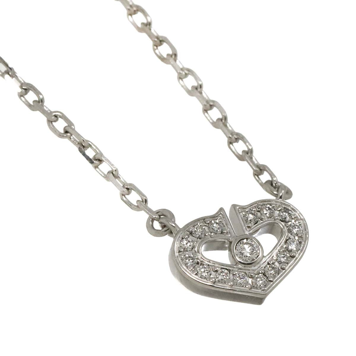 Luxury Promise Japan Cartier Heart Diamond Necklace 18K White Gold 750 90285781