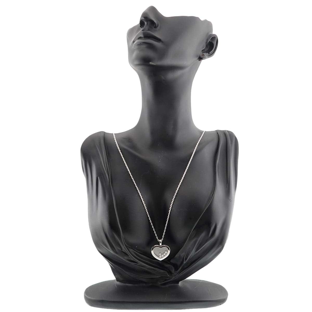 Luxury Promise Japan Chopard Happy Diamond Heart Long Necklace 18K White Gold 750 90312783