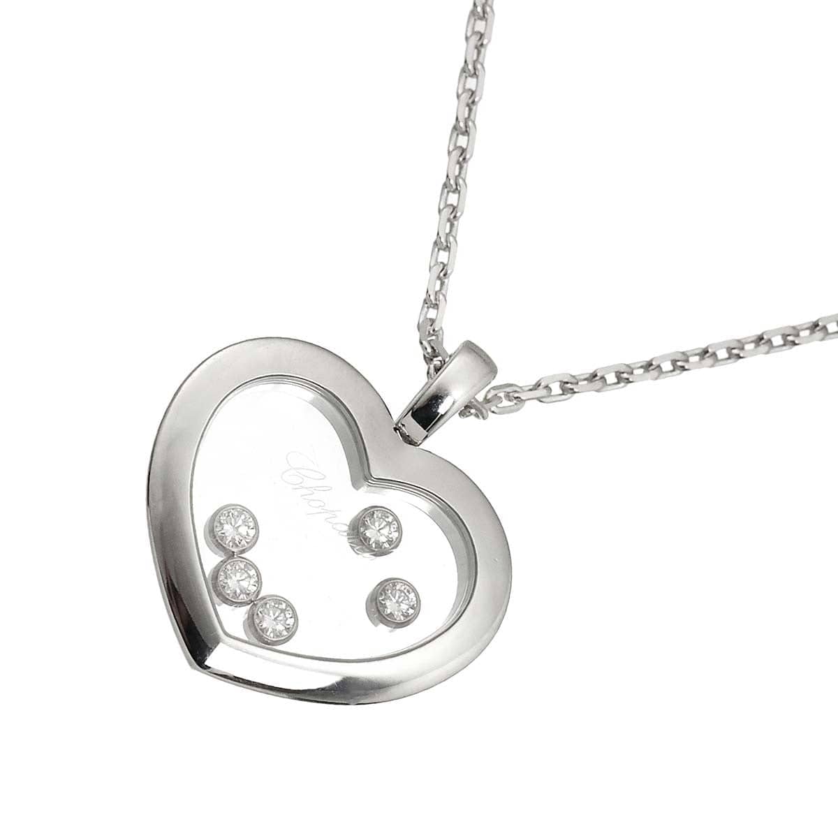 Luxury Promise Japan Chopard Happy Diamond Heart Long Necklace 18K White Gold 750 90312783
