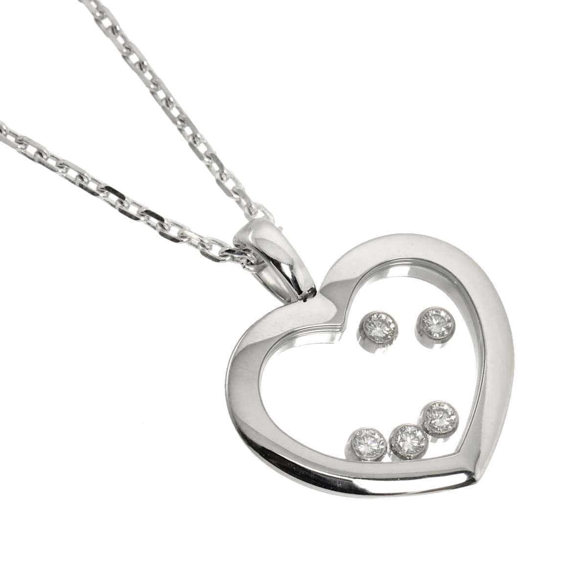 Luxury Promise Japan Chopard Happy Diamond Heart Long Necklace 18K White Gold 750 90312783