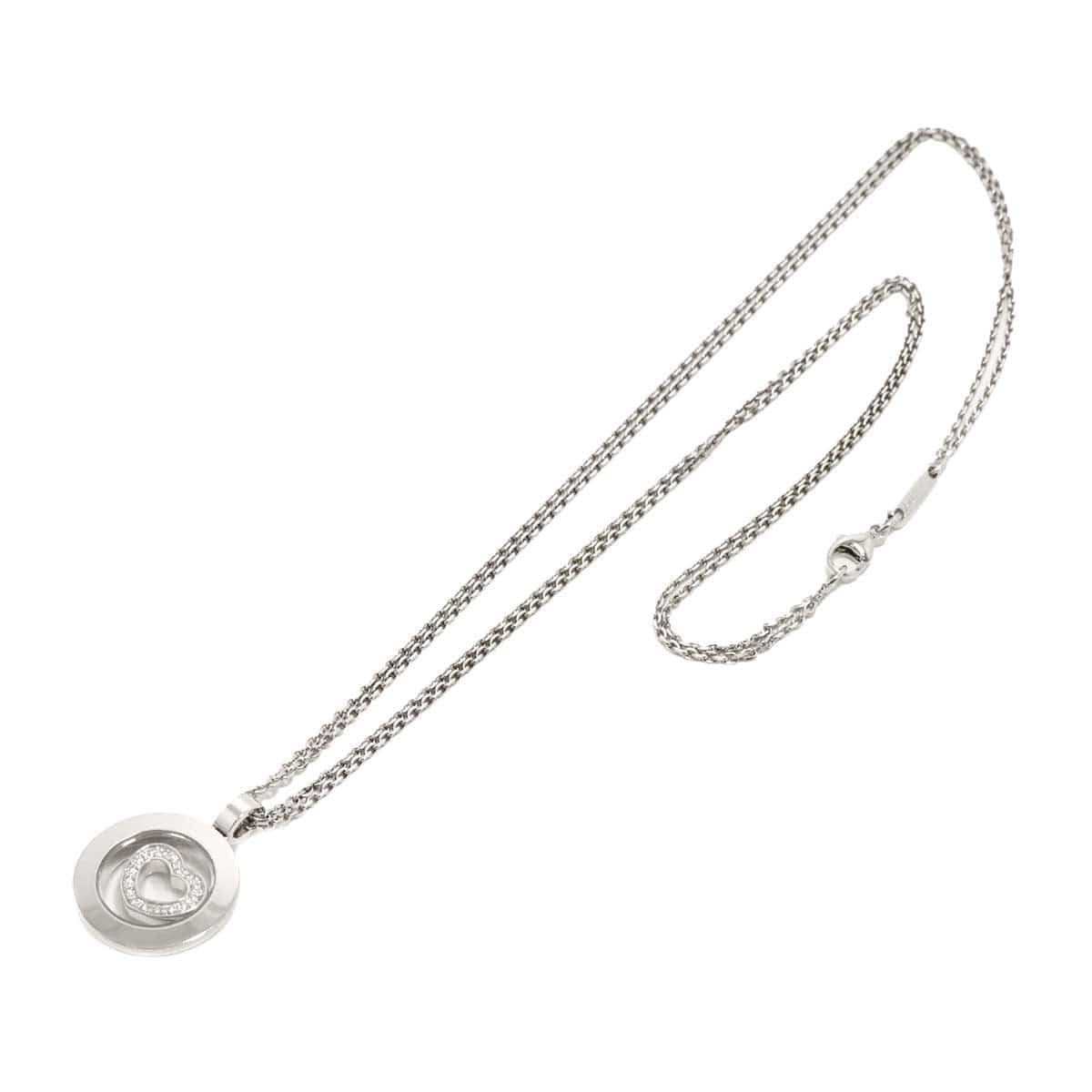 Luxury Promise Japan Chopard Happy Spirit Heart Diamond Necklace 18K White Gold 750 90288778