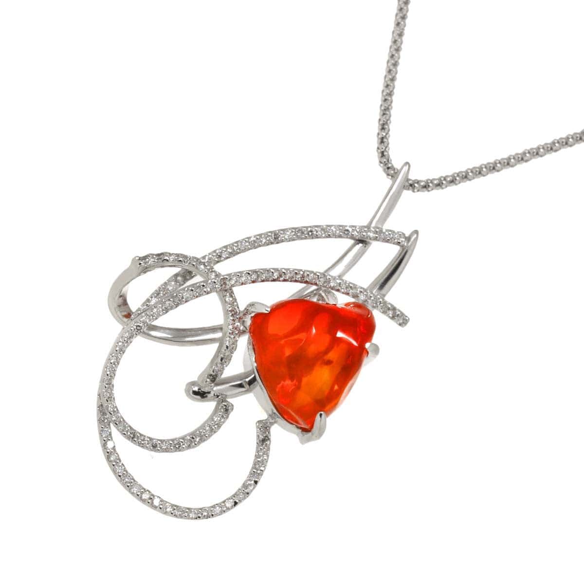 Luxury Promise Japan Opal 5.26 Diamond 0.48ct Necklace 14K WG White Gold 585 90283322