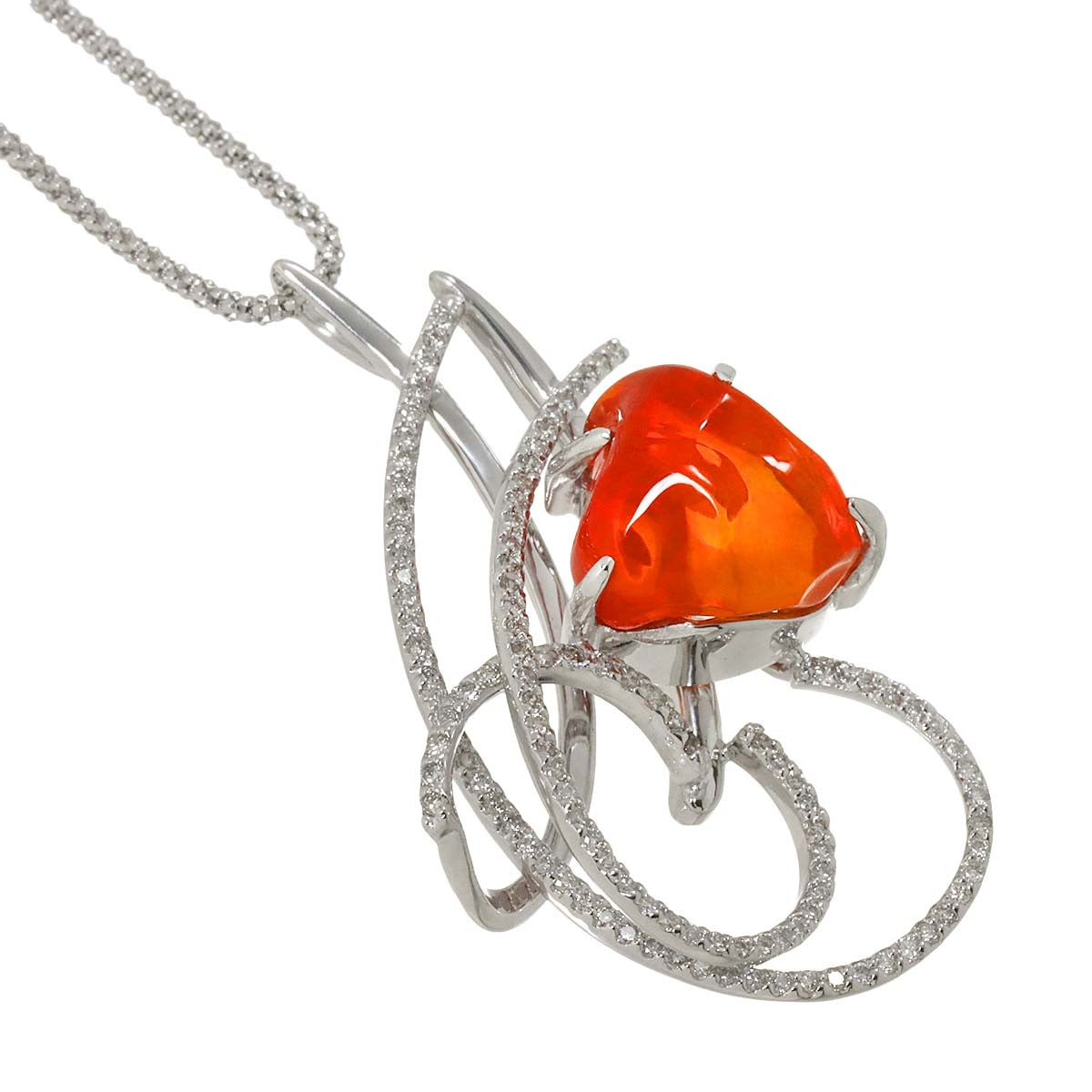 Luxury Promise Japan Opal 5.26 Diamond 0.48ct Necklace 14K WG White Gold 585 90283322