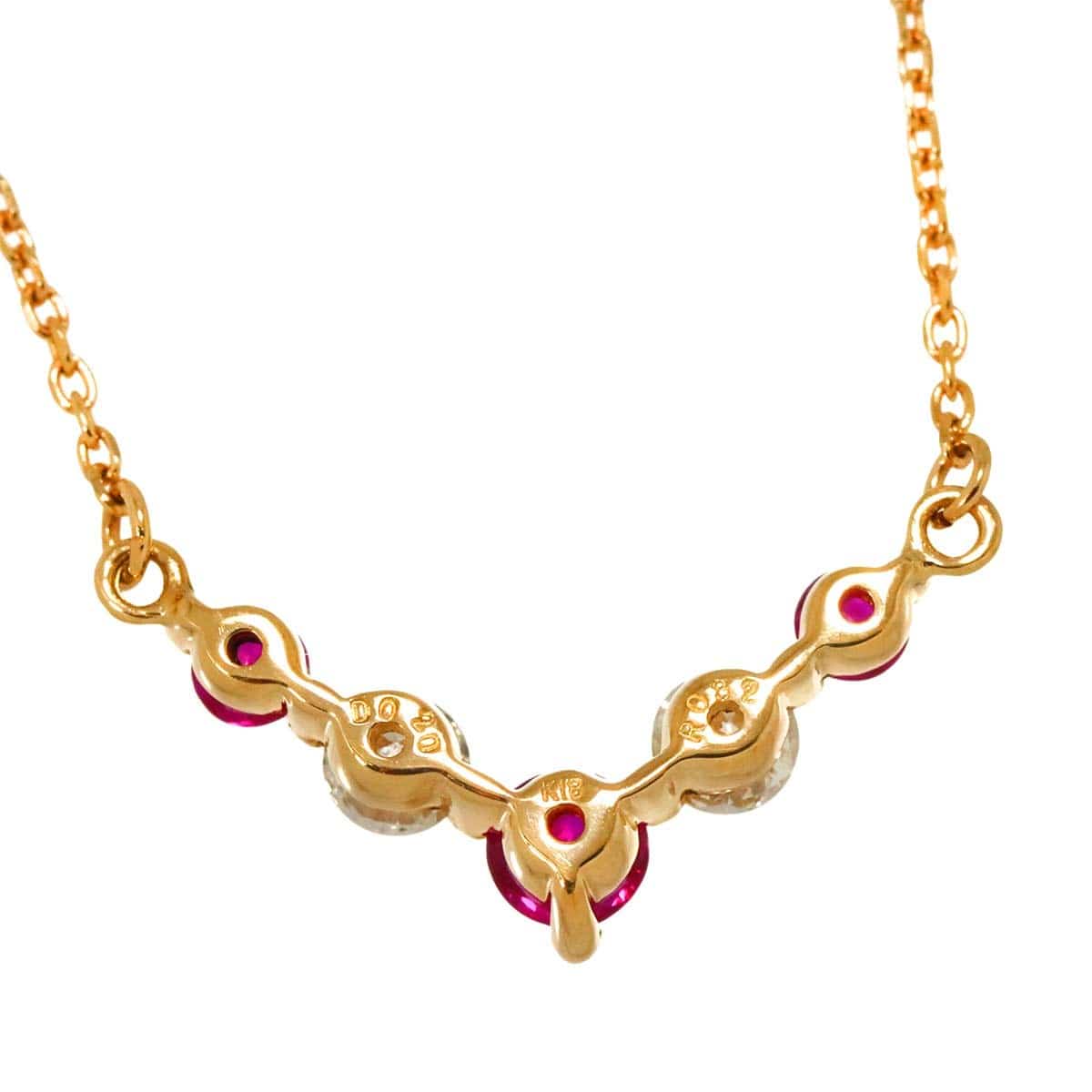 Luxury Promise Japan Ruby 0.32ct Diamond 0.20ct Necklace 18K 18K Yellow Gold 750 90304567
