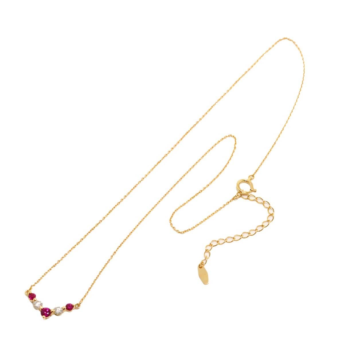 Luxury Promise Japan Ruby 0.32ct Diamond 0.20ct Necklace 18K 18K Yellow Gold 750 90304567