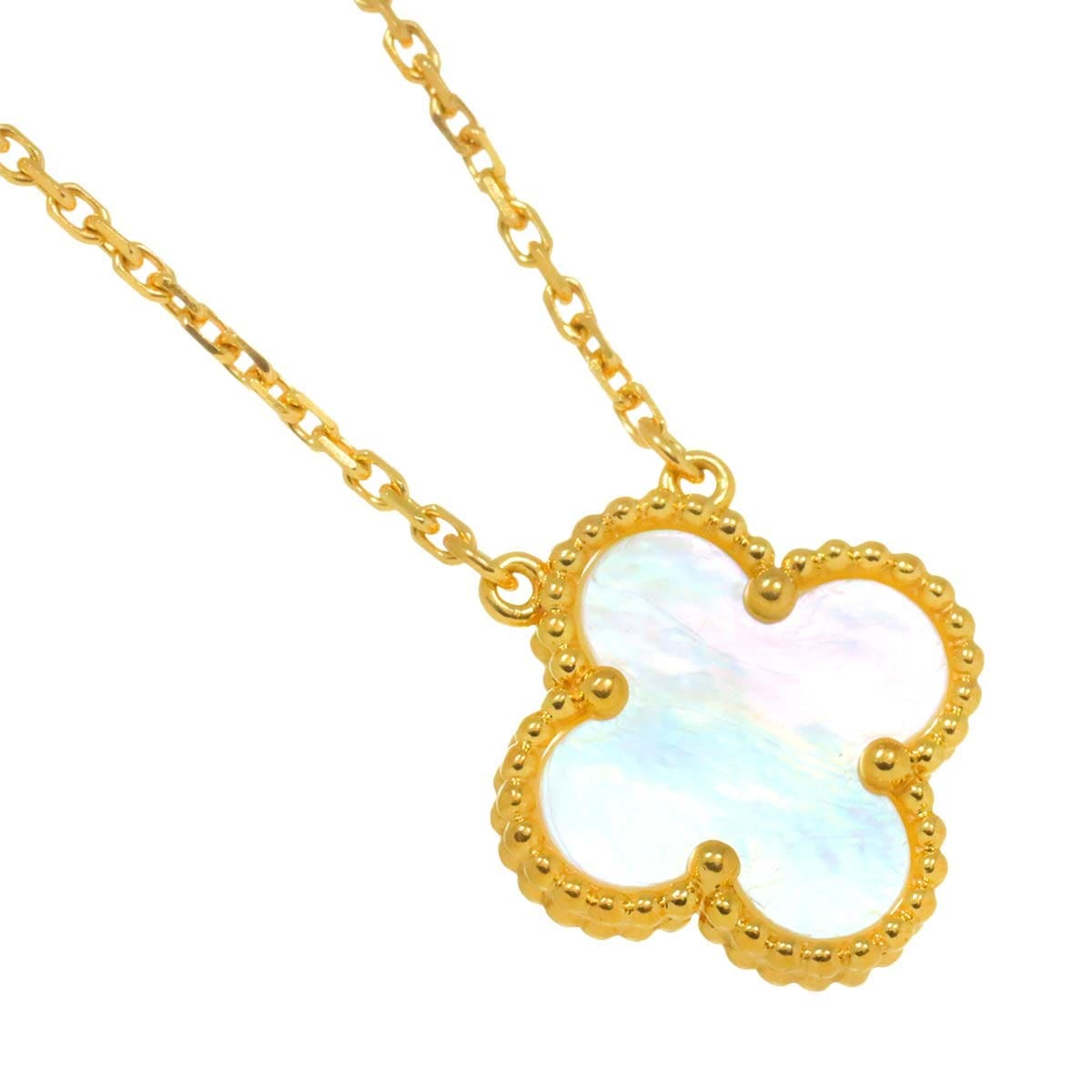 Luxury Promise Japan Van Cleef Arpels Vintage Alhambra MotherofPearl MOP Necklace 18K YG 750 90283813