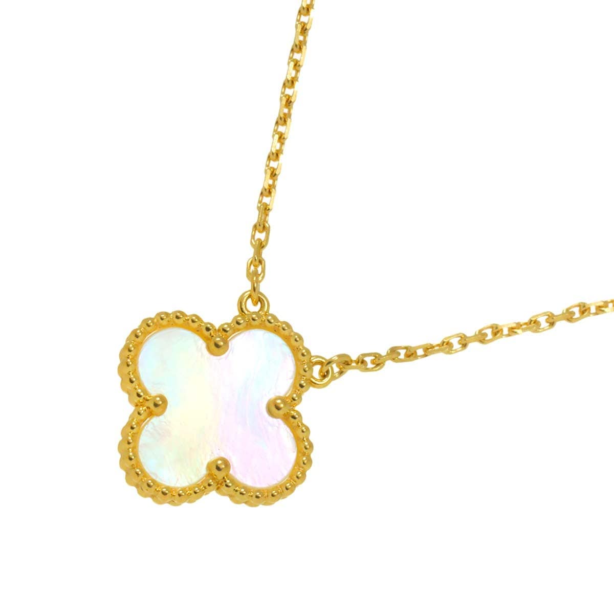 Luxury Promise Japan Van Cleef Arpels Vintage Alhambra MotherofPearl MOP Necklace 18K YG 750 90283813