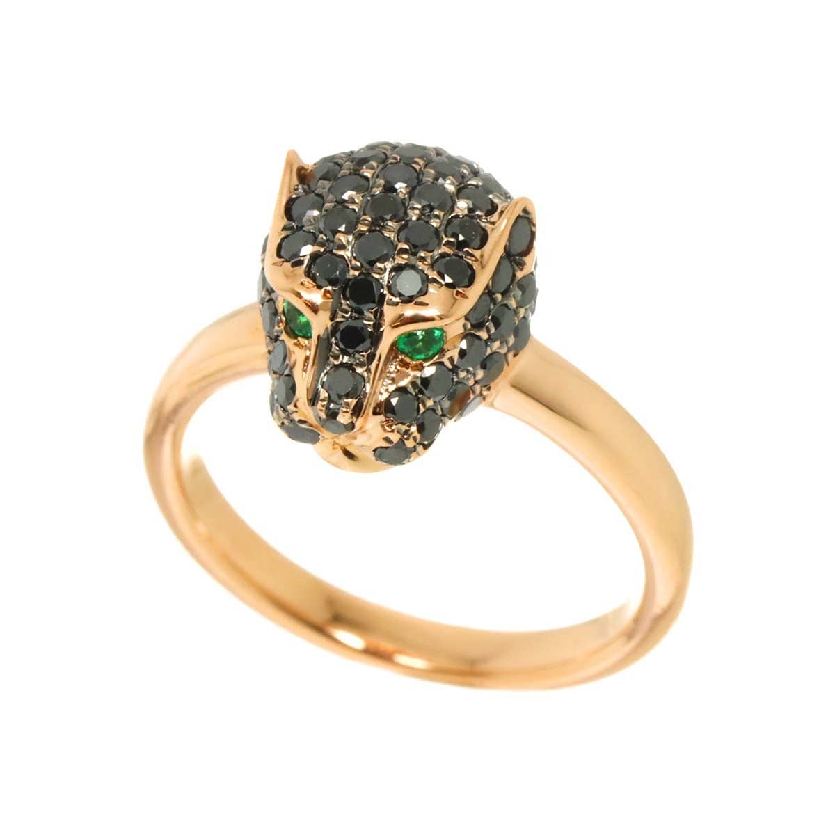 Luxury Promise Japan BlackDiamond 1.13ct Emerald 0.04ct Ring 14K PG 585 Size6-6.25(US) 90309513