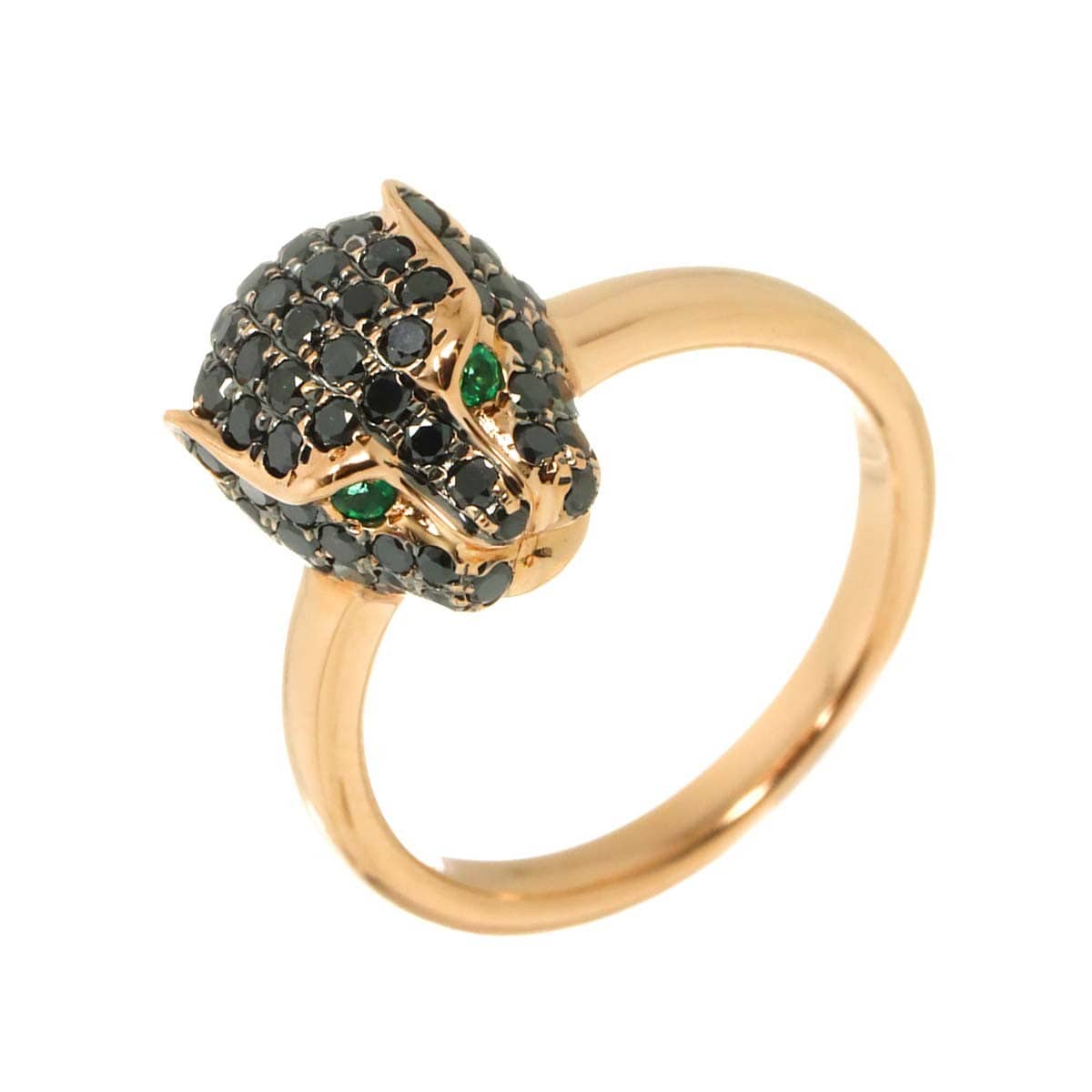 Luxury Promise Japan BlackDiamond 1.13ct Emerald 0.04ct Ring 14K PG 585 Size6-6.25(US) 90309513