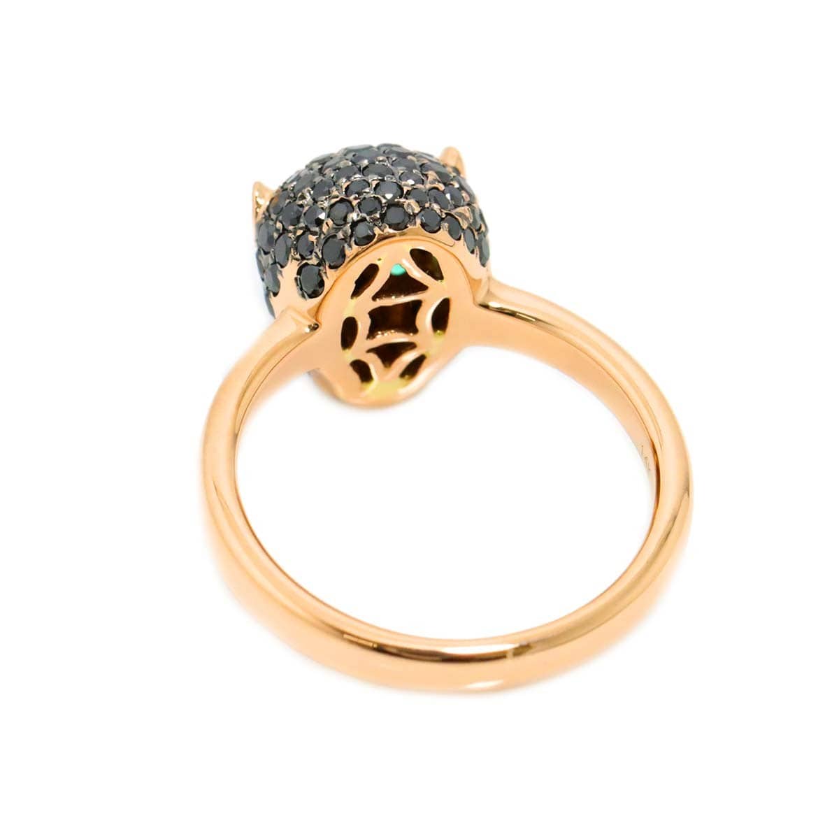 Luxury Promise Japan BlackDiamond 1.13ct Emerald 0.04ct Ring 14K PG 585 Size6-6.25(US) 90309513