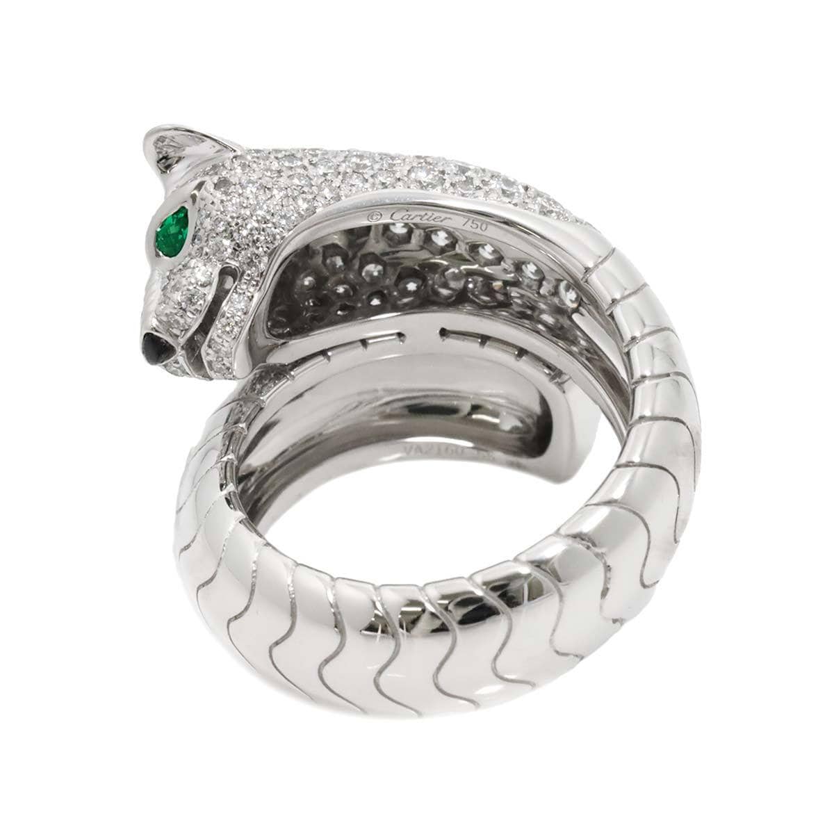 Luxury Promise Japan Cartier PANTHERE Diamond Emerald Onyx Ring K18 WG 750 Size55 7.25(US) 90268701