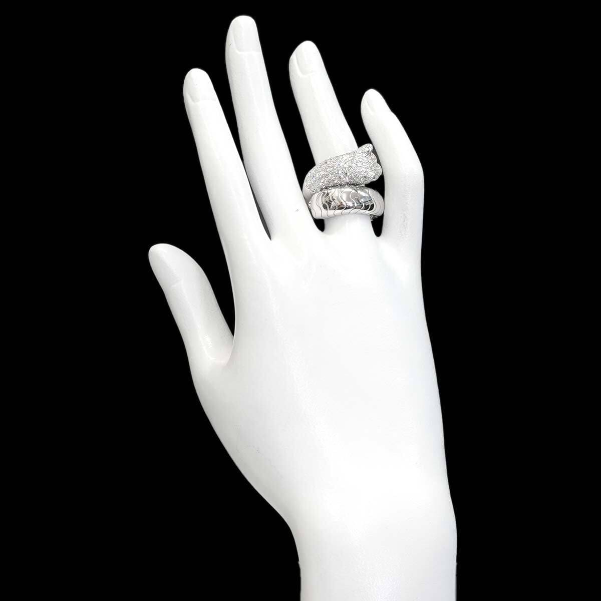 Luxury Promise Japan Cartier PANTHERE Diamond Emerald Onyx Ring K18 WG 750 Size55 7.25(US) 90268701
