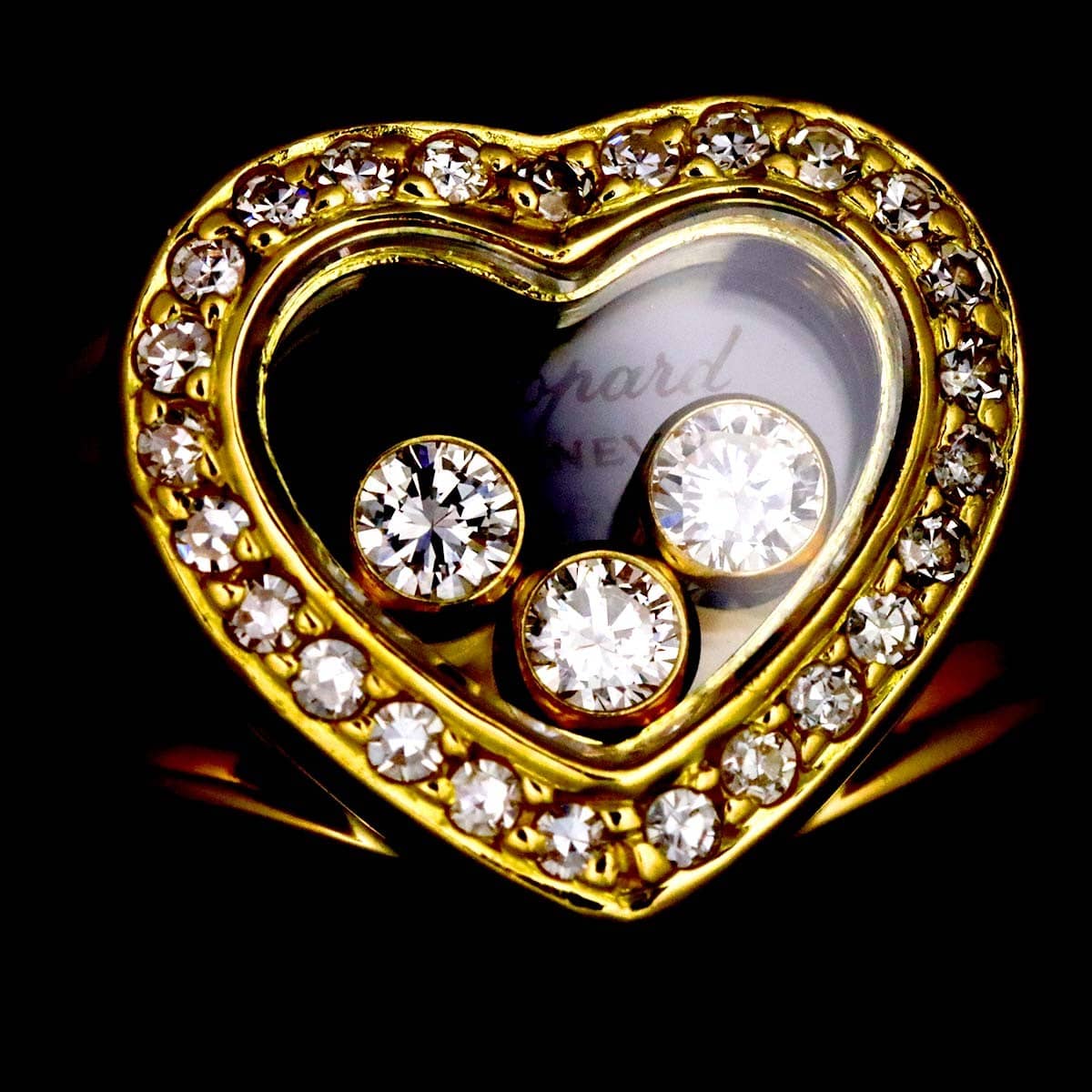 Luxury promise Japan Chopard Happy Diamond Ring 18K YG 750 Size4(US) 90319527