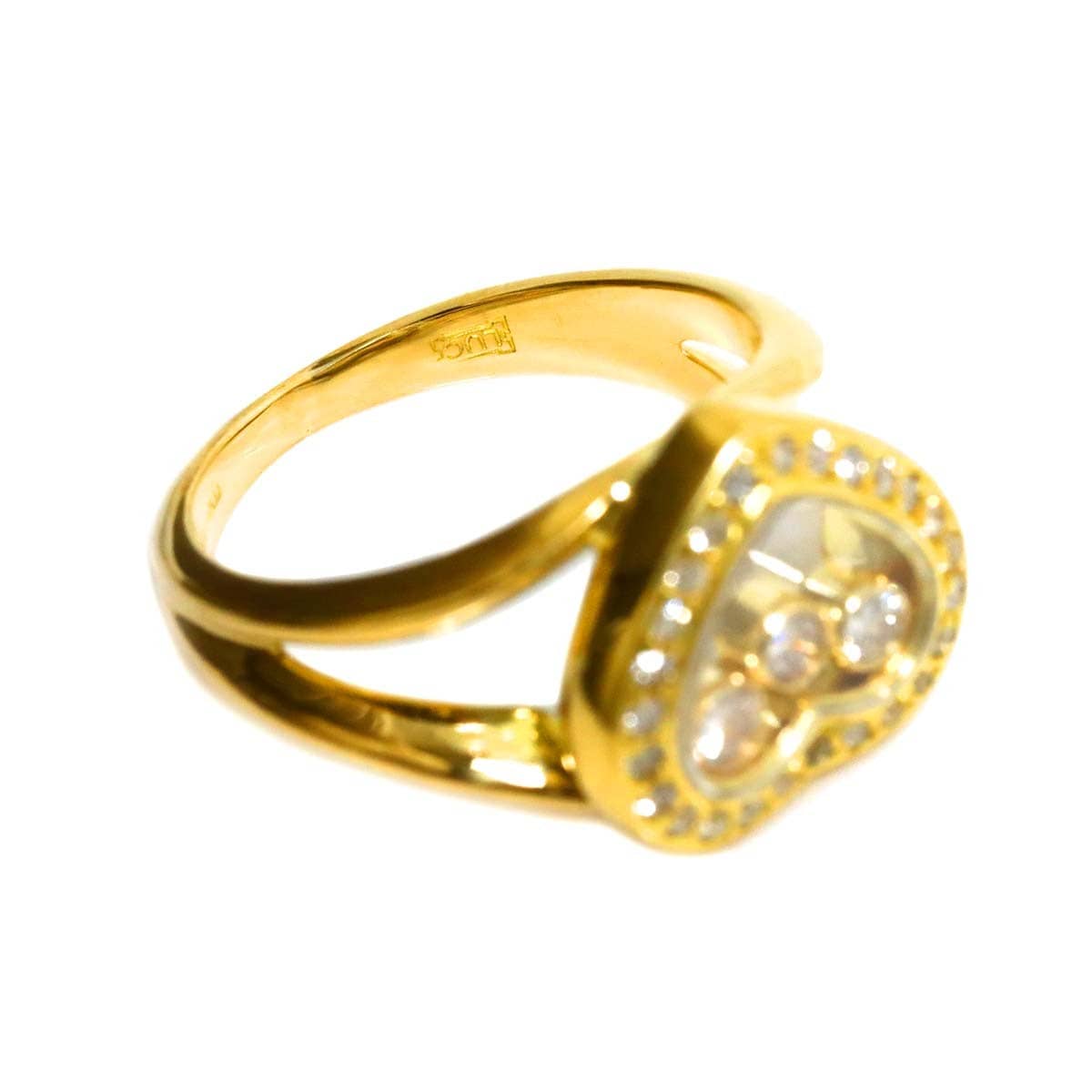 Luxury promise Japan Chopard Happy Diamond Ring 18K YG 750 Size4(US) 90319527