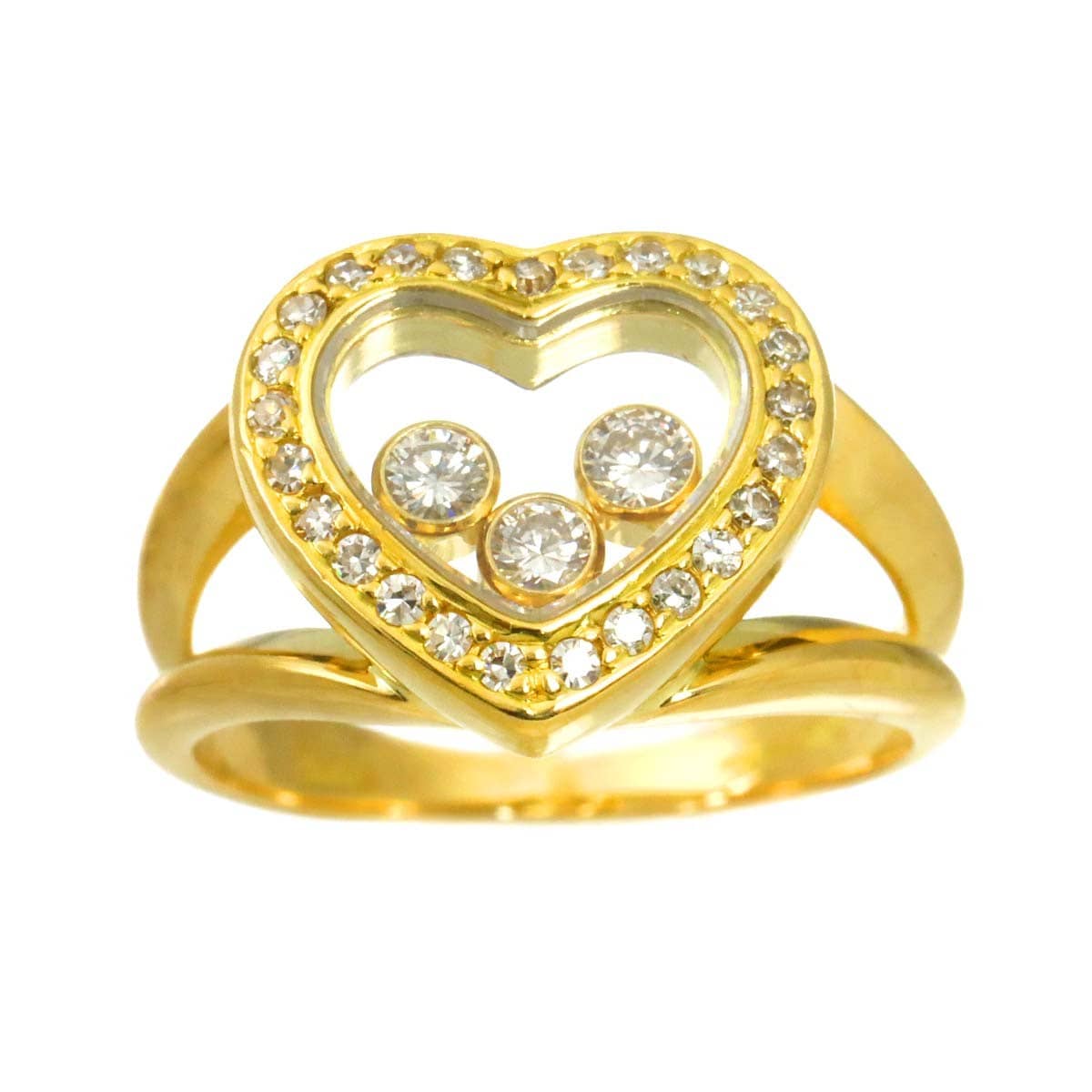 Luxury promise Japan Chopard Happy Diamond Ring 18K YG 750 Size4(US) 90319527