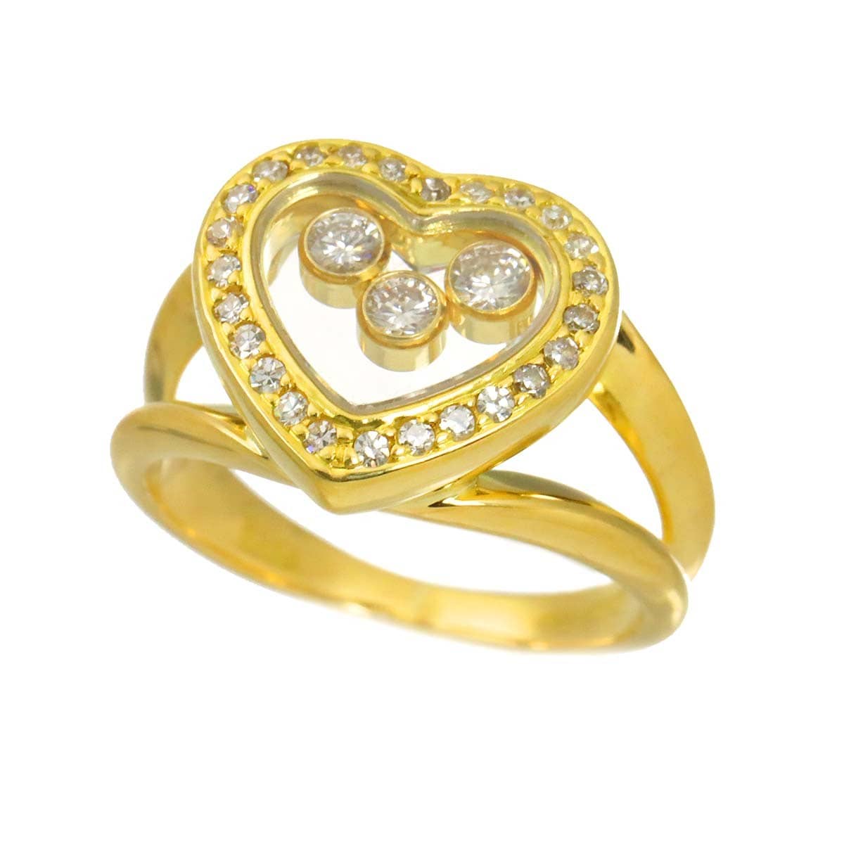 Luxury promise Japan Chopard Happy Diamond Ring 18K YG 750 Size4(US) 90319527