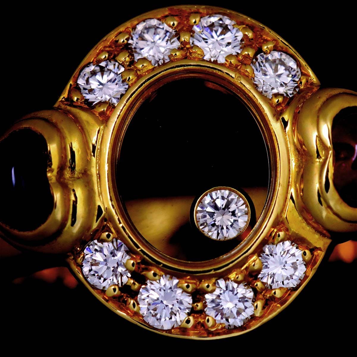 Luxury Promise Japan Chopard Happy Diamond Sapphire Ruby Ring 18K YG 750 Size6.25-6.5(US) 90290526