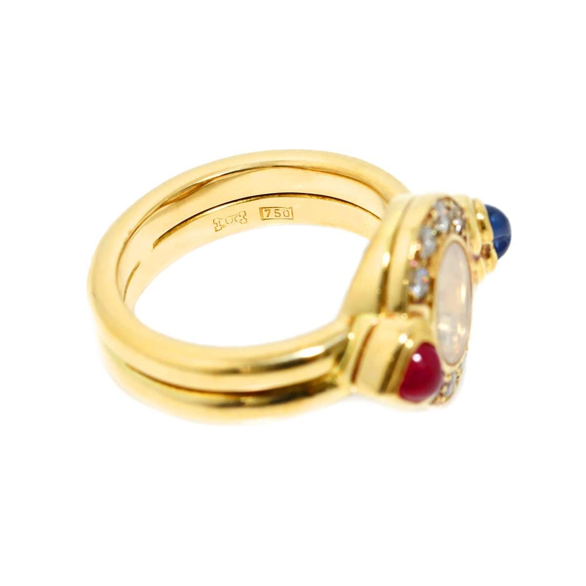 Luxury Promise Japan Chopard Happy Diamond Sapphire Ruby Ring 18K YG 750 Size6.25-6.5(US) 90290526