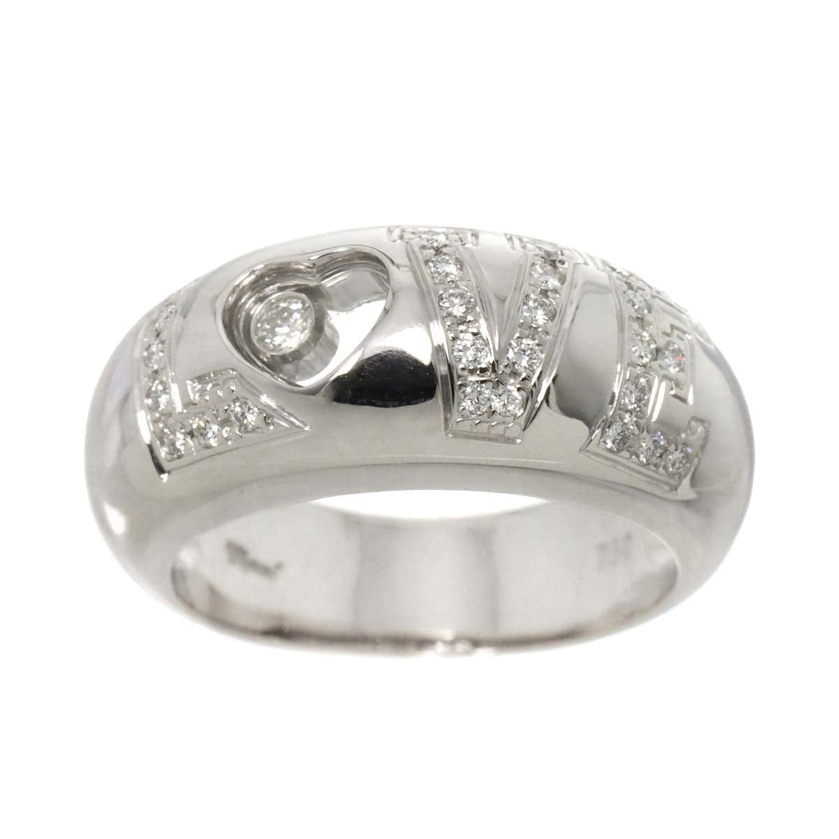 Luxury Promise Japan Chopard Happy LOVE Diamond Heart Ring 18K White Gold 750 Size6(US) 90278370
