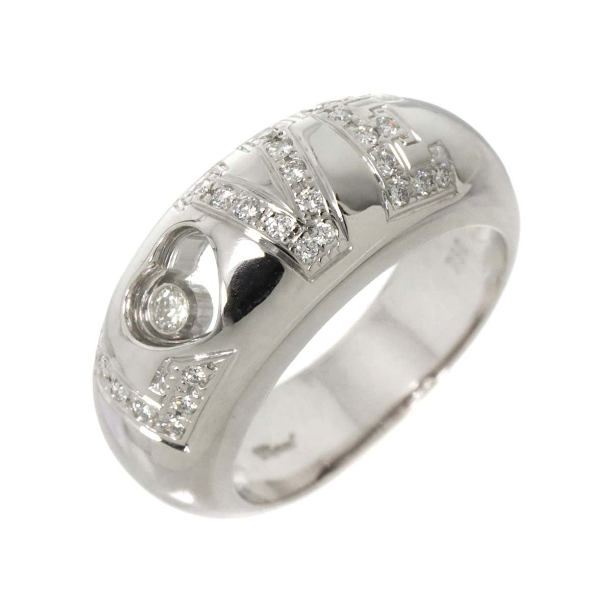 Luxury Promise Japan Chopard Happy LOVE Diamond Heart Ring 18K White Gold 750 Size6(US) 90278370